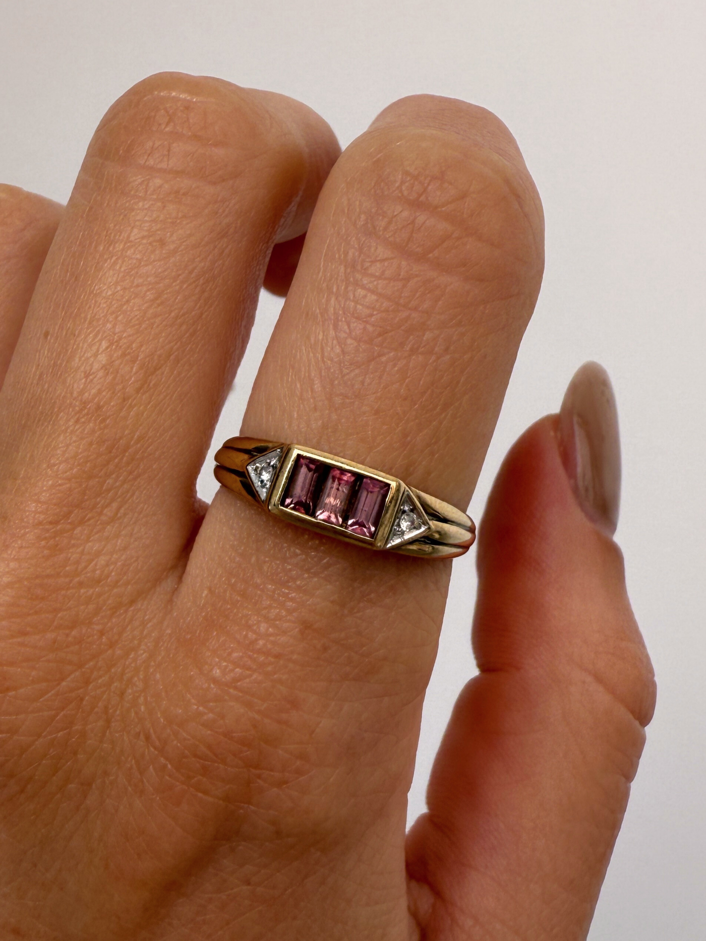 Baguette Cut Ring Vintage Gold