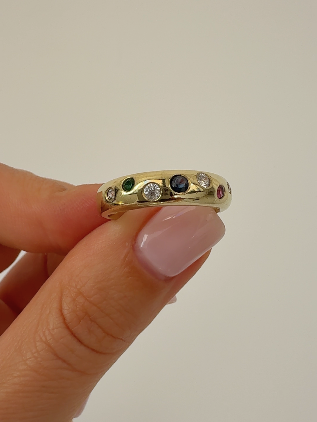 Candy Round Gems Ring Vintage Gold