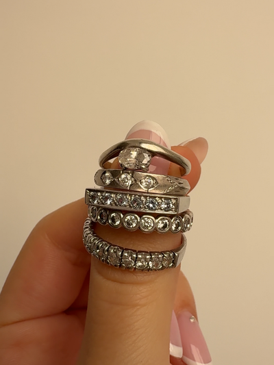 Baby Blue Stone Ring Vintage Silver