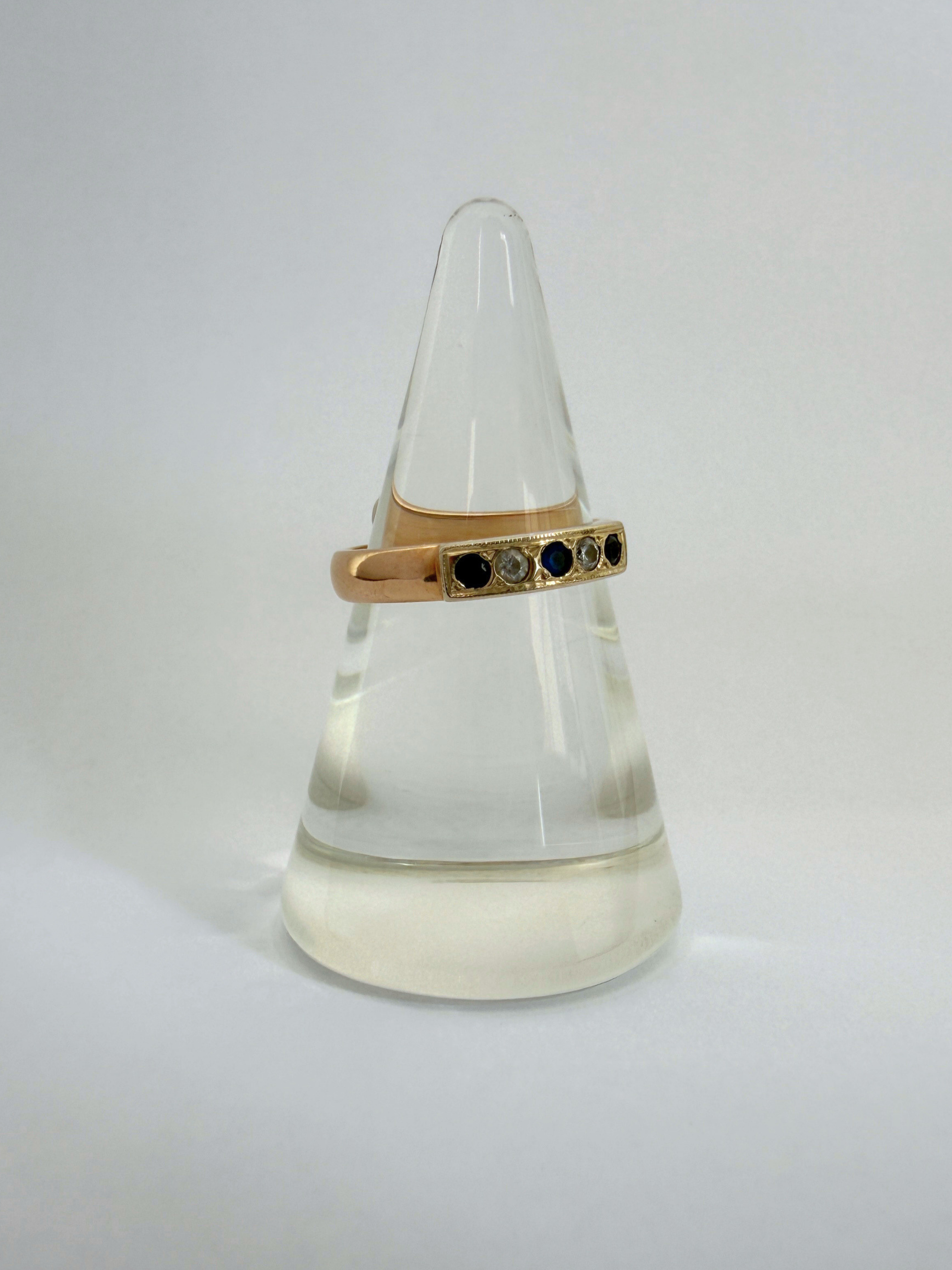 Blue Stacking Ring Vintage Gold