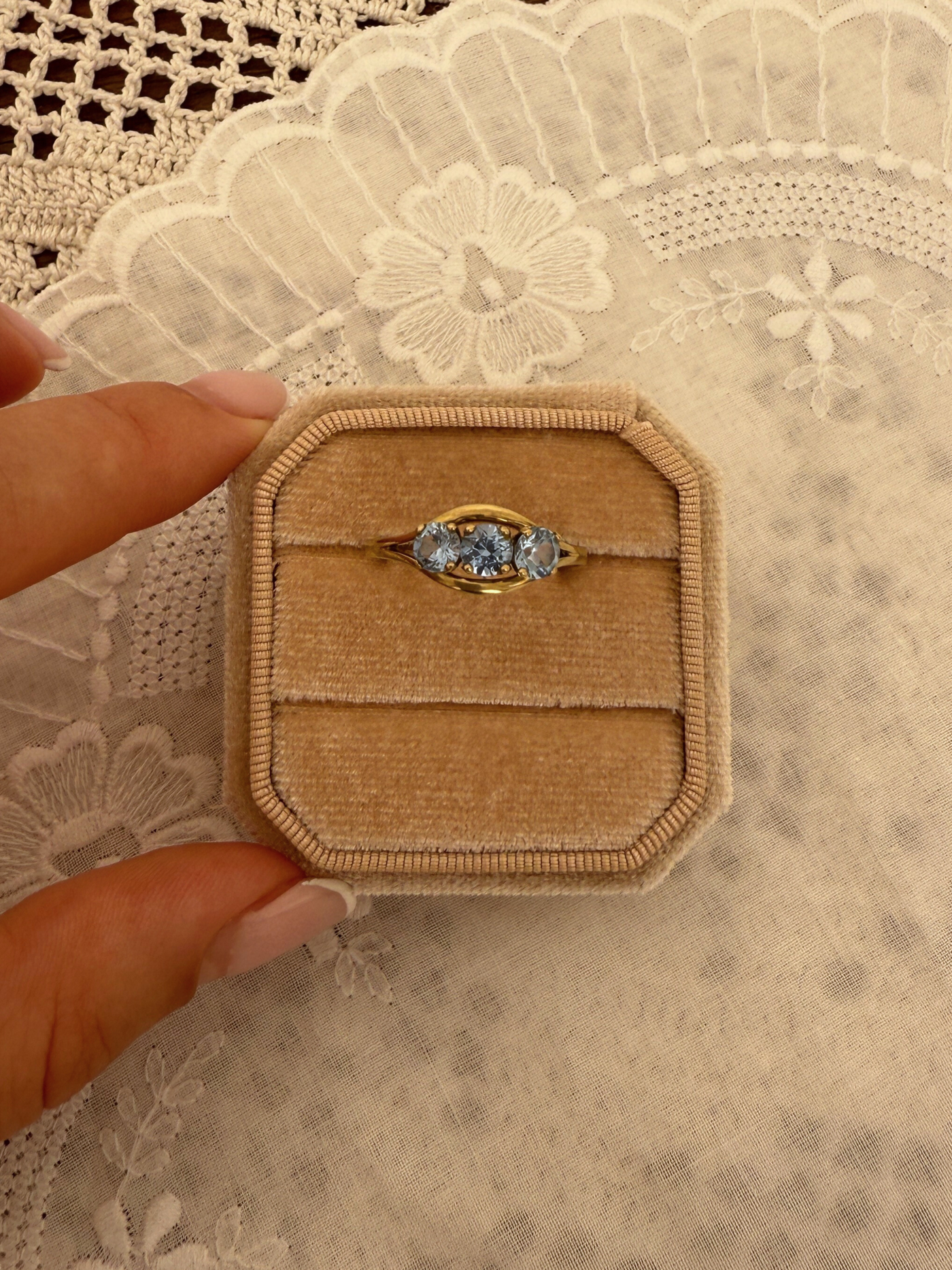 Blue Trio Ring Vintage Gold