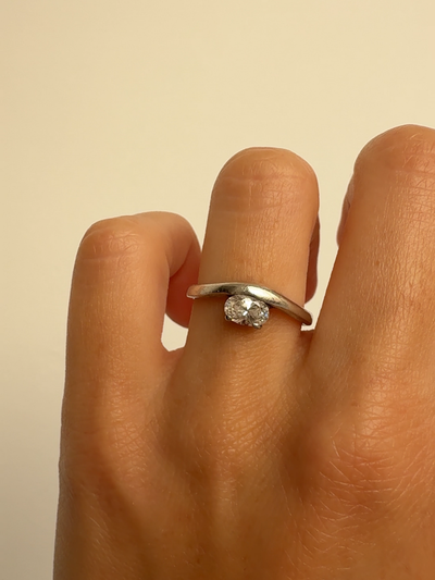 Floating Stone Ring Vintage Silver