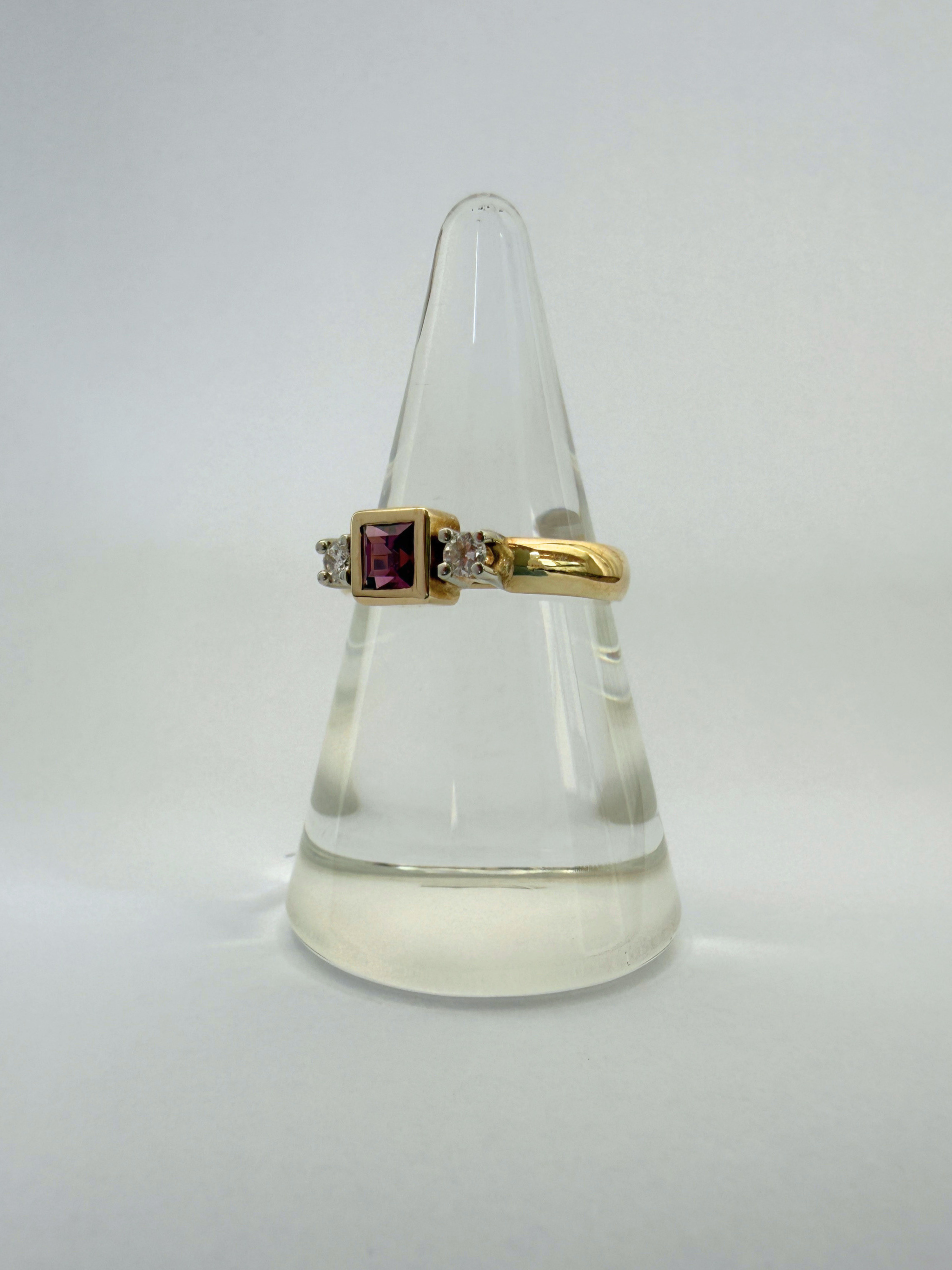 Tourmaline Diamond Ring Vintage Gold
