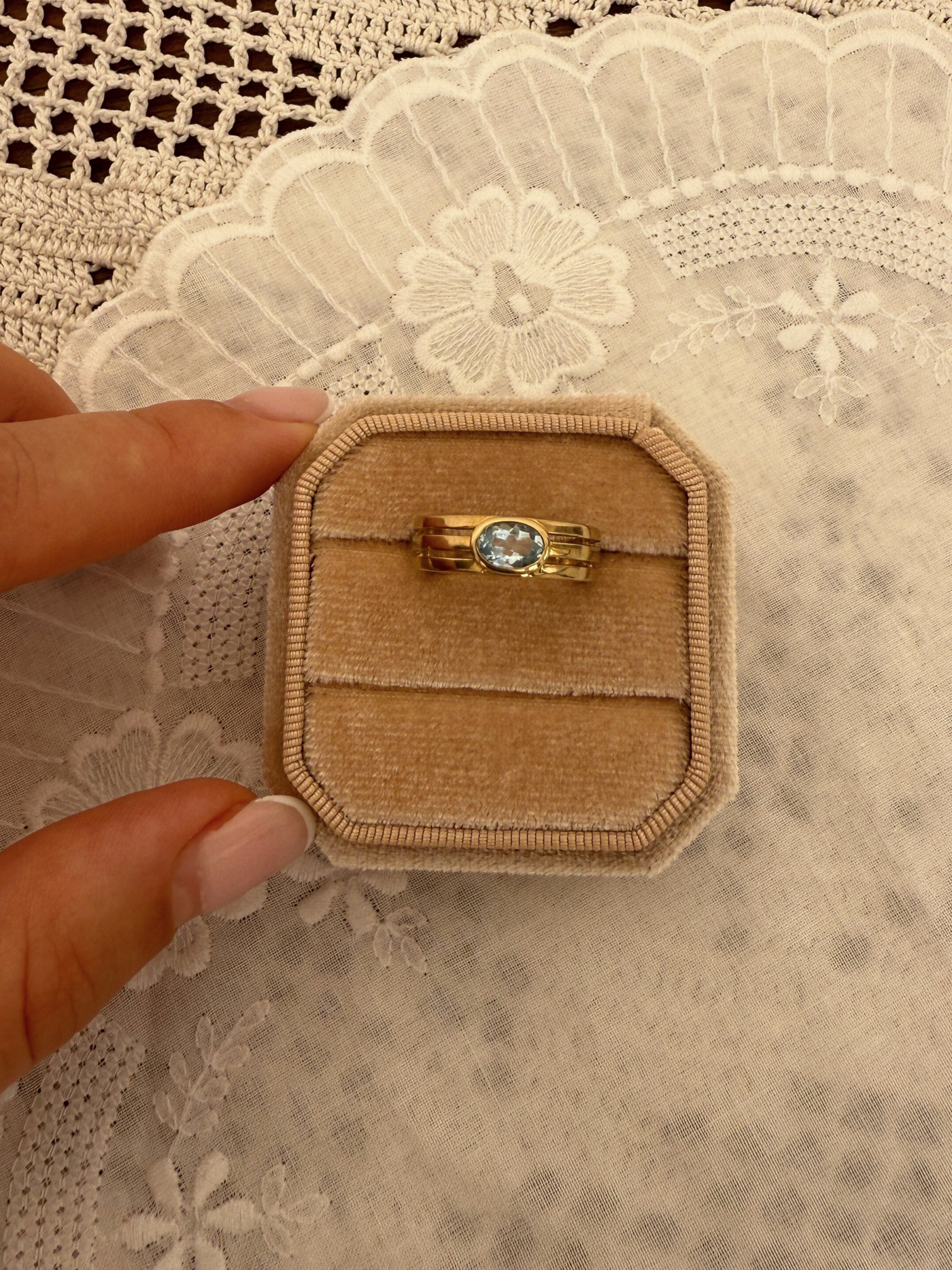 Oval Topaz Bezel Ring Vintage Gold