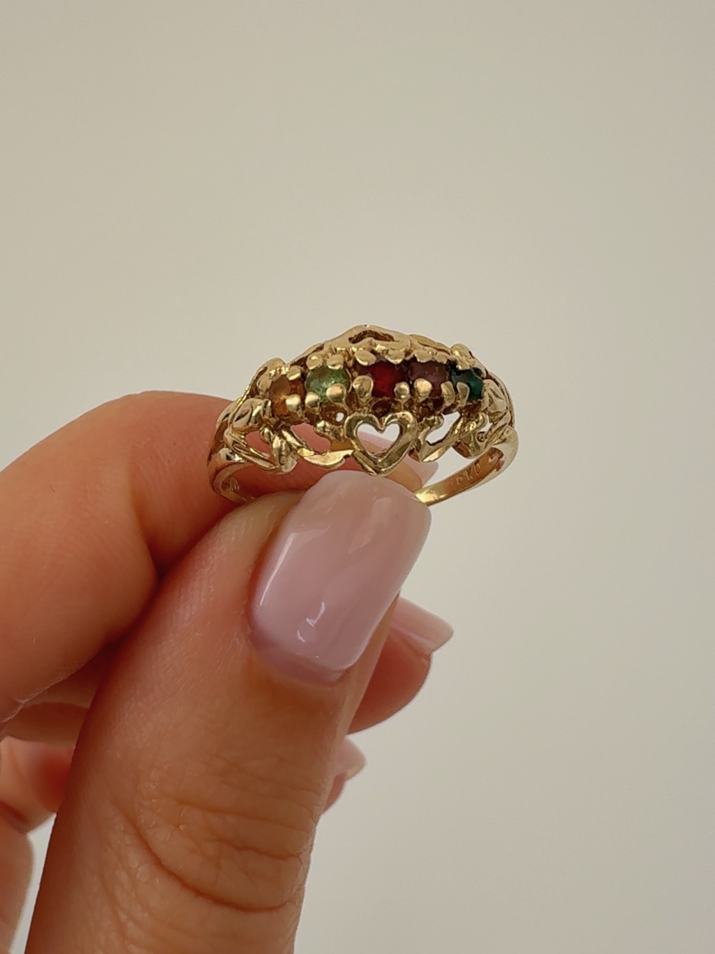 Rainbow Gem Ring Vintage Gold