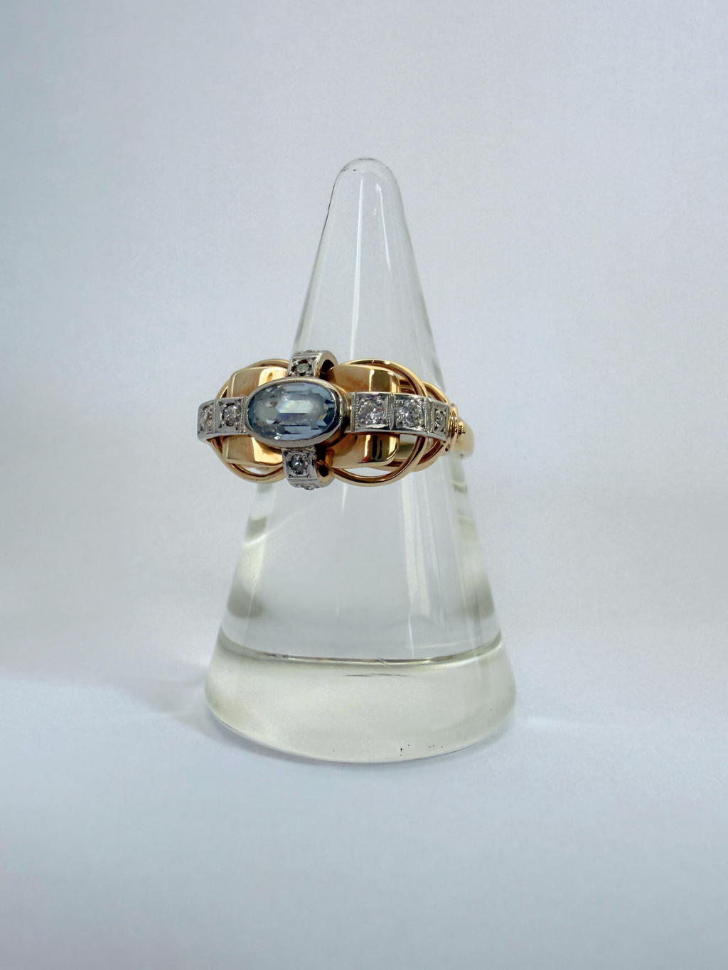 Aquamarine Tank Ring Vintage Gold