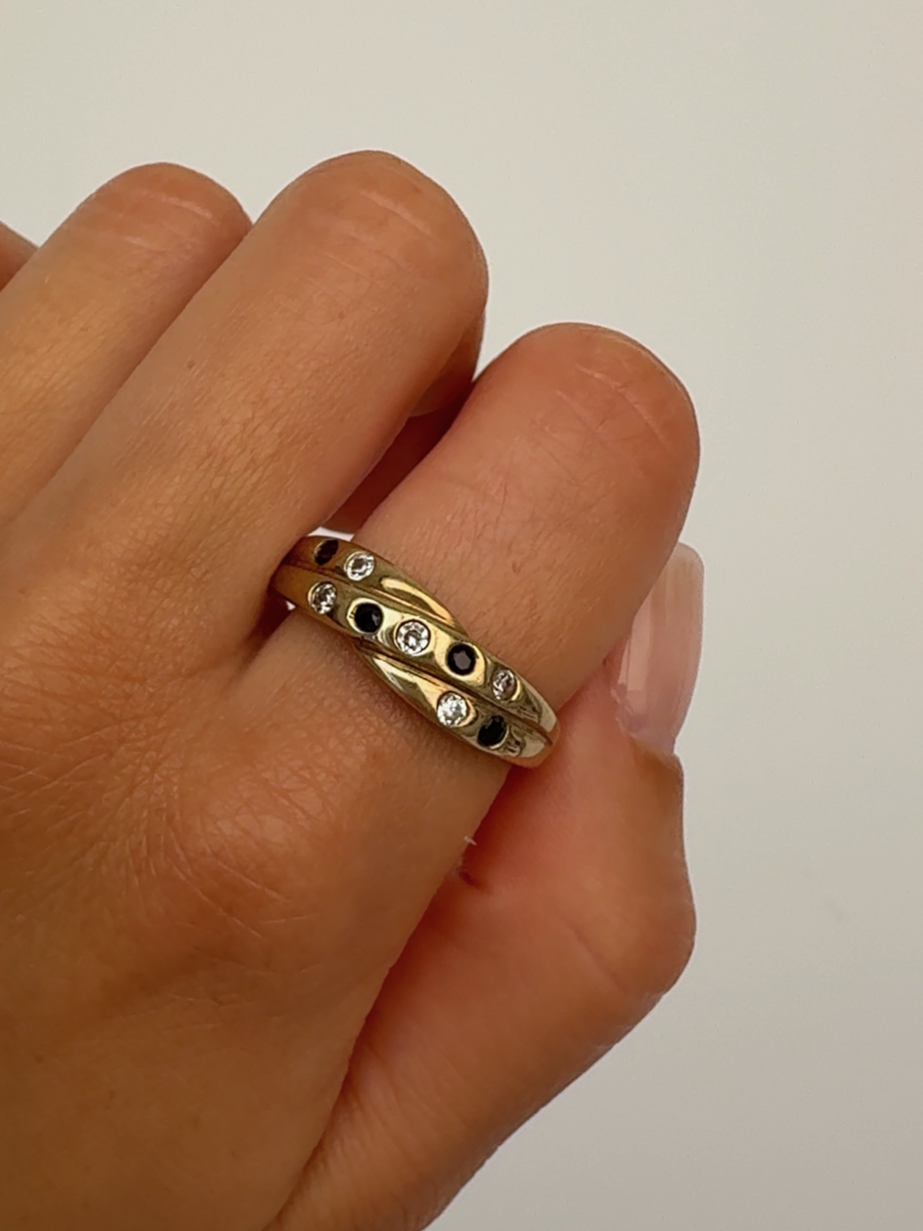 Double Sapphire Band Vintage Gold