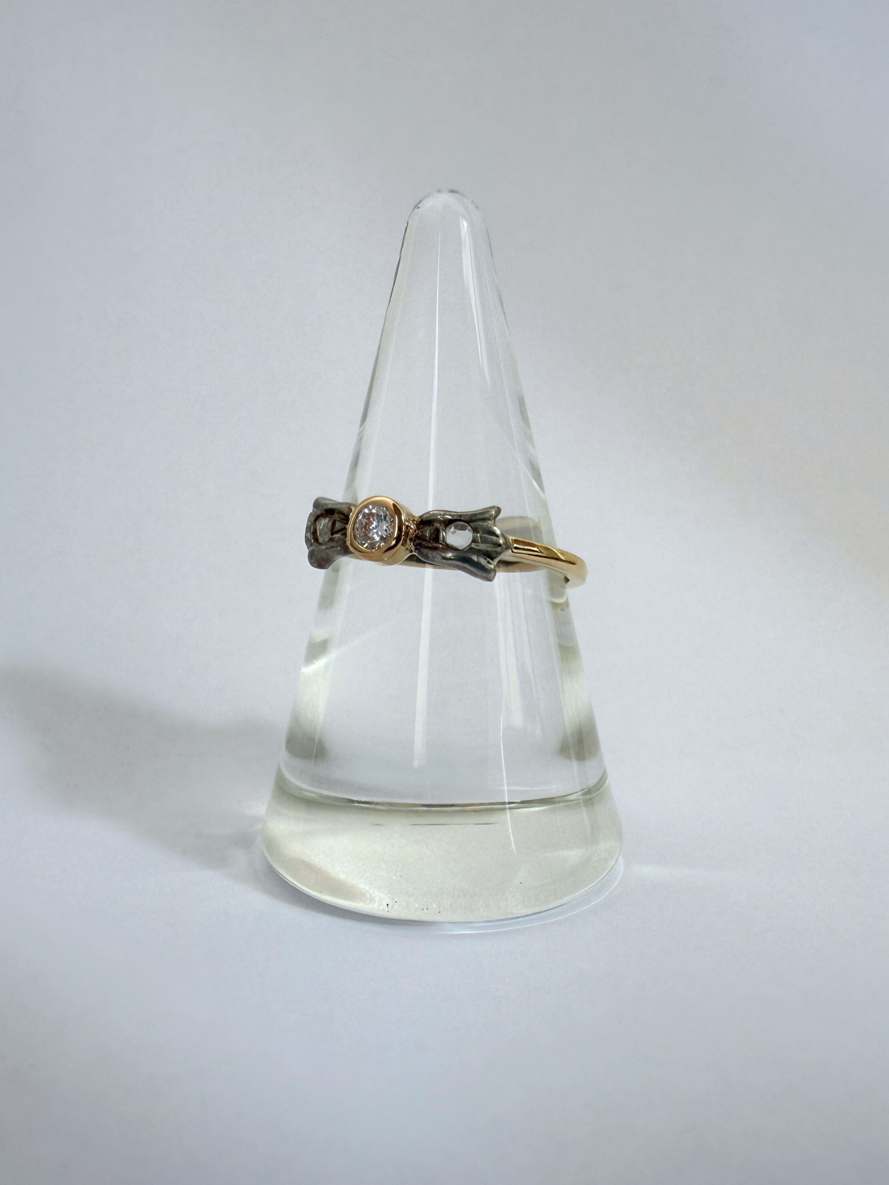Bow Bicolor Ring Vintage Gold