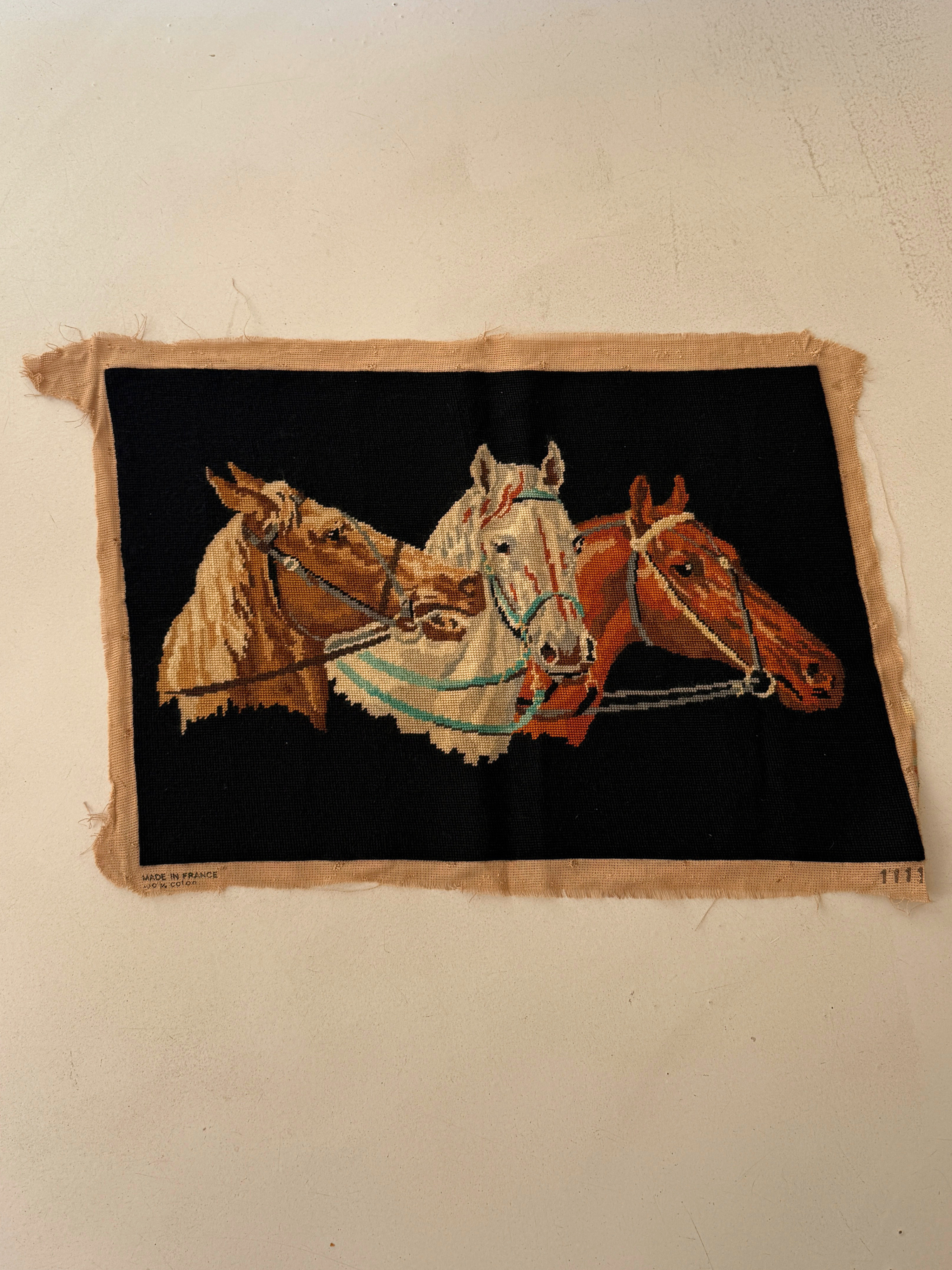 VINTAGE FRENCH HORSE TAPESTRY