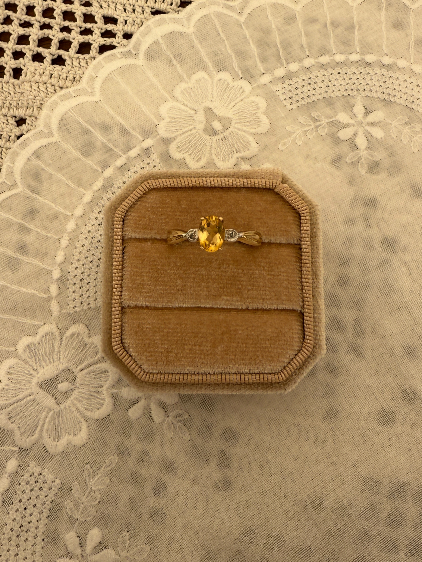 Oval Citrine Ring Vintage Gold