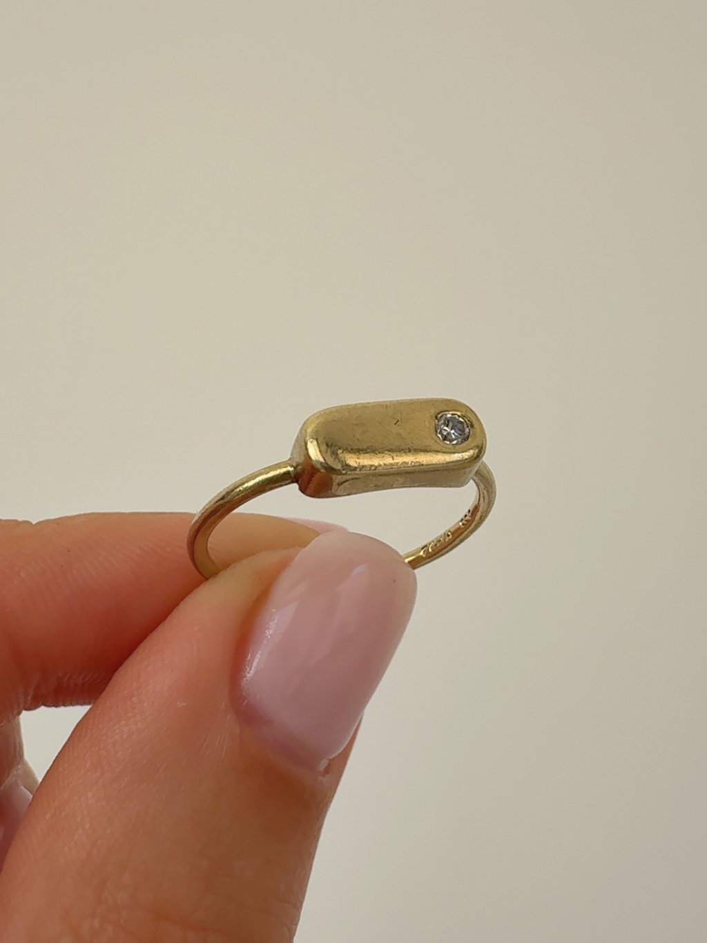 Diamond Signet Ring Vintage Gold