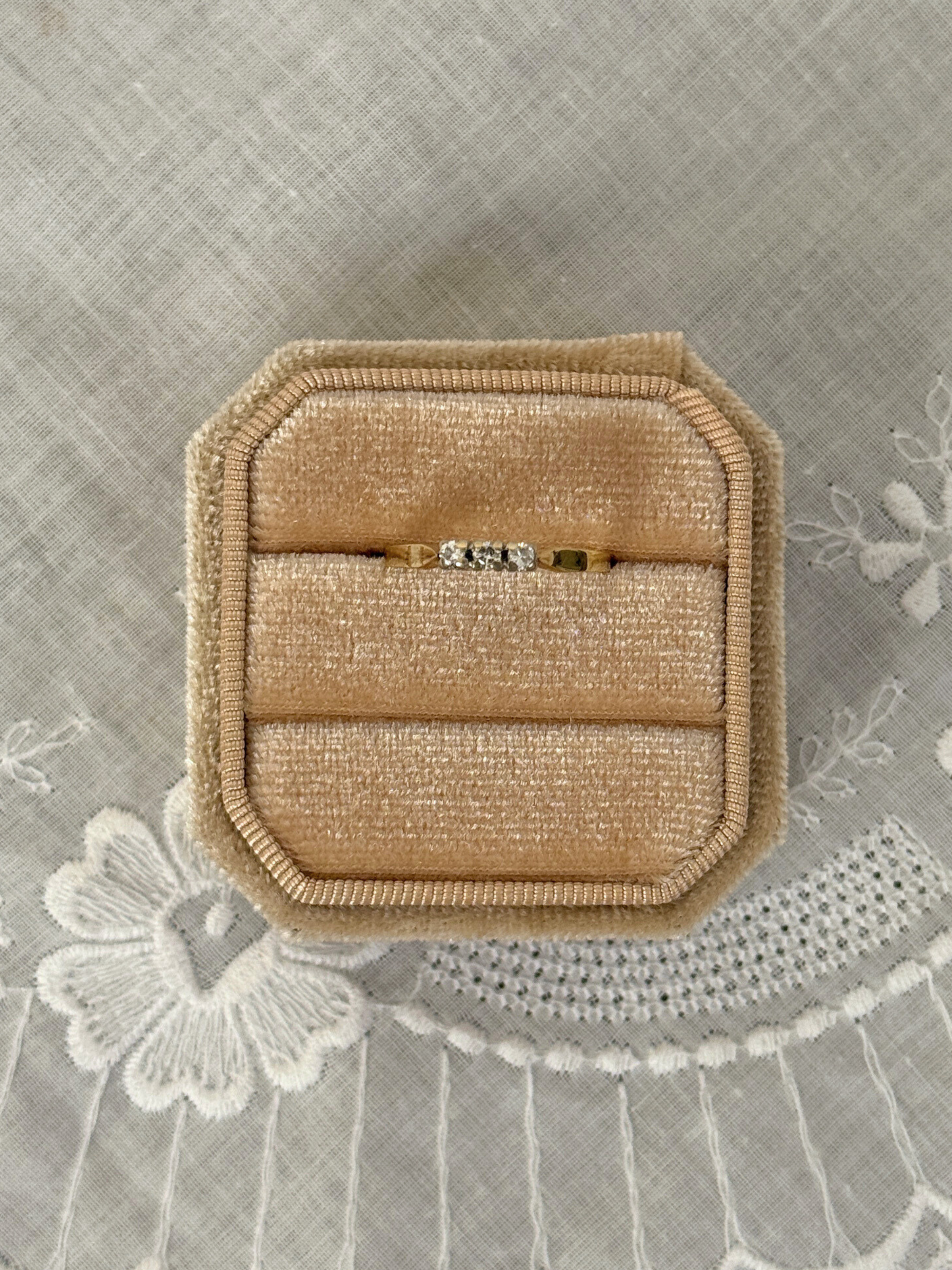 Diamond Trio Bicolor Ring 14k Vintage Gold