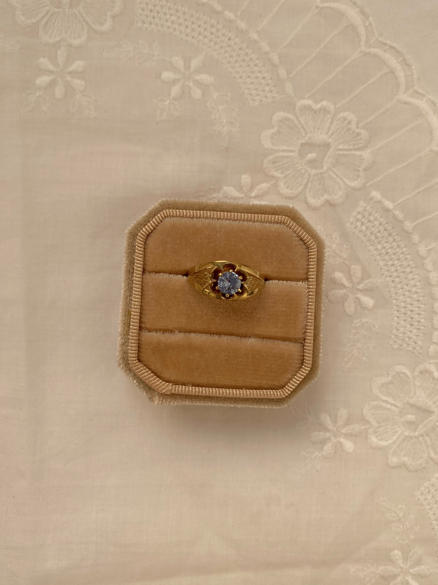 Blue Flower Ring Vintage Gold