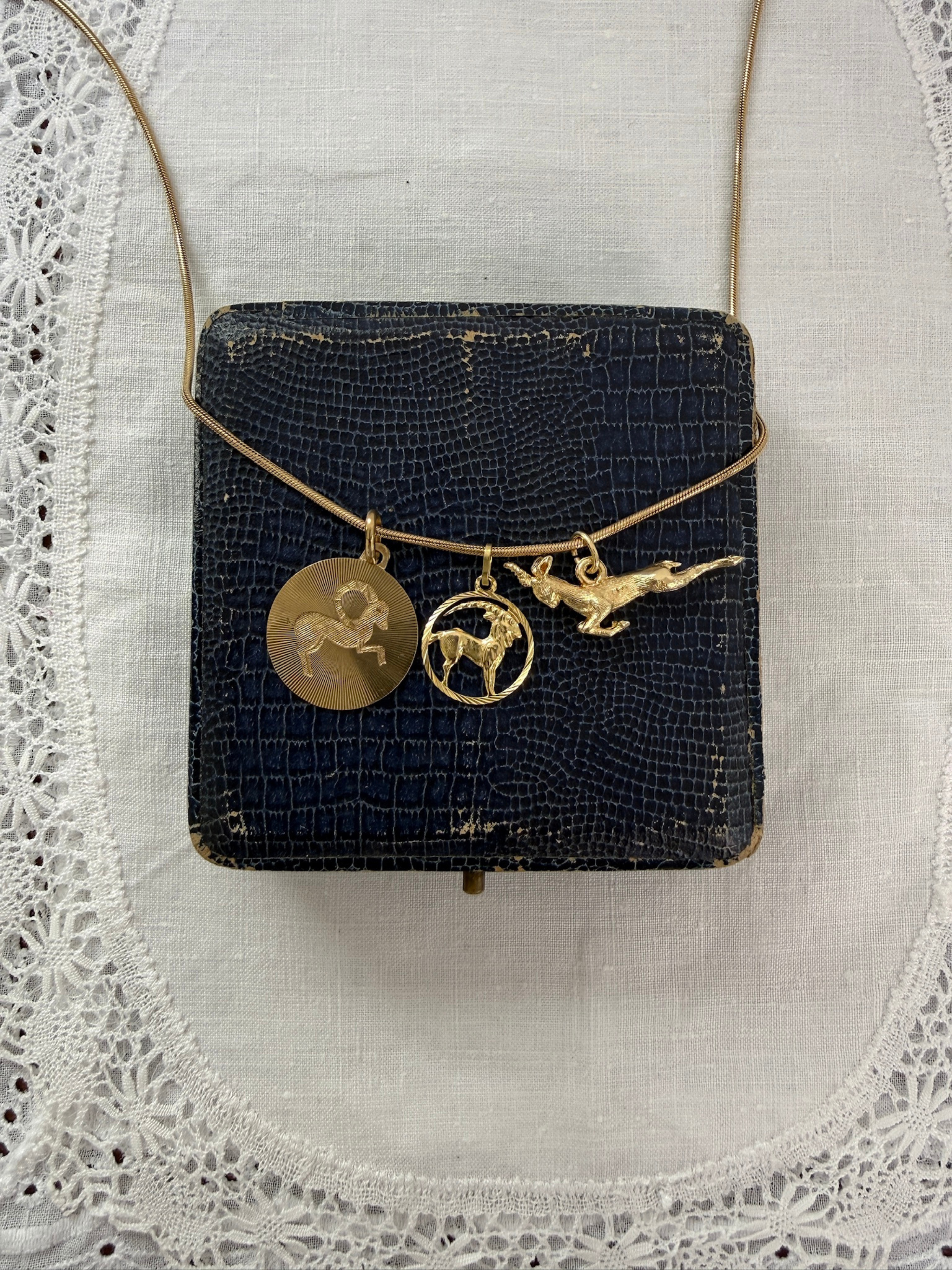 Zodiac Charm Capricorn Vintage Gold