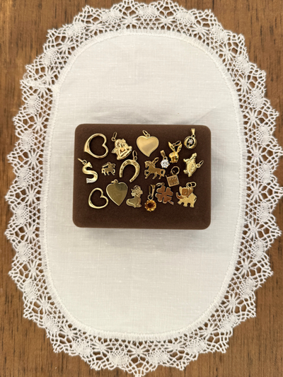 Mini Heart Charms Vintage Gold