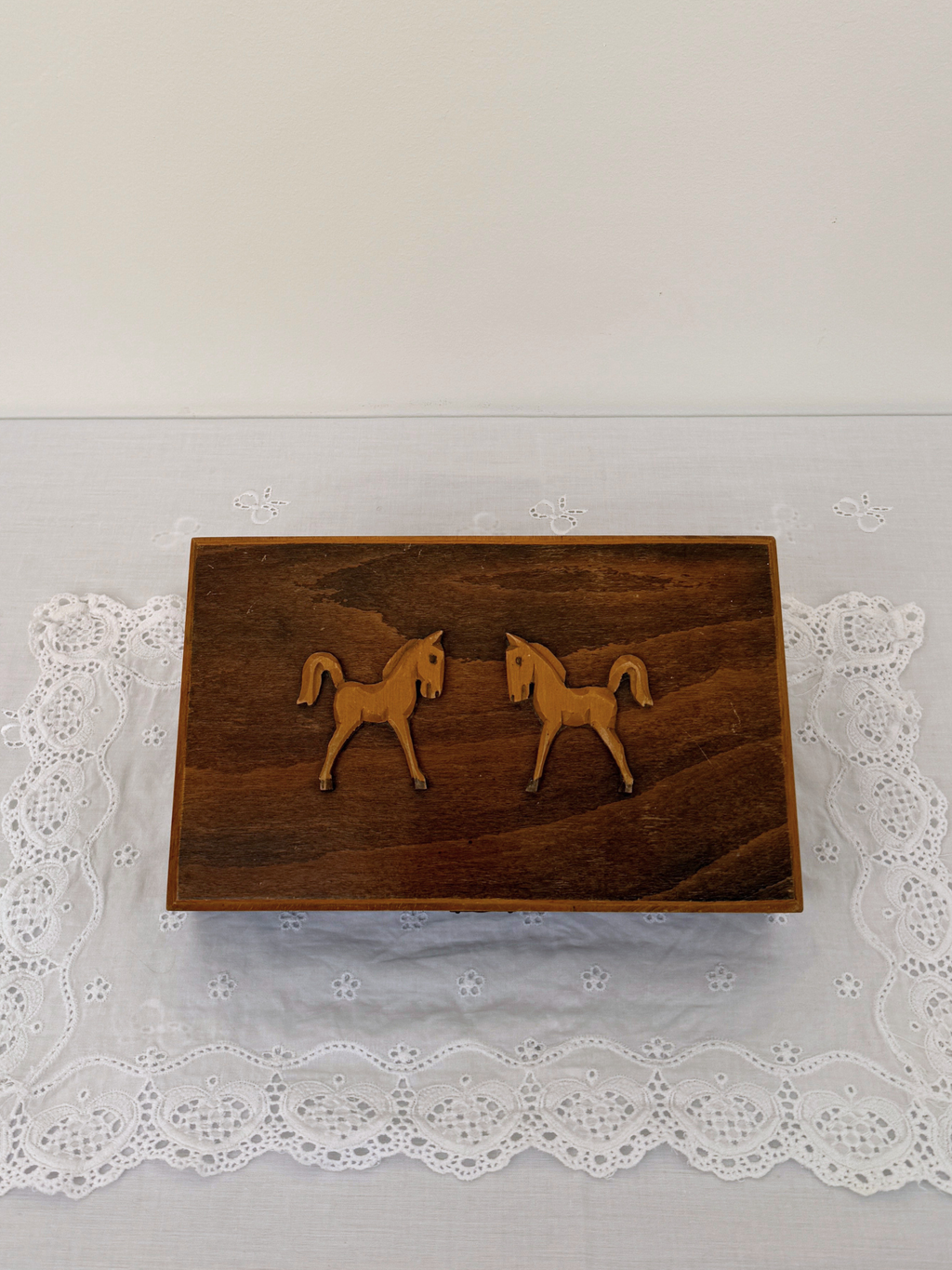 Wooden Pony Pair Jewelry Box