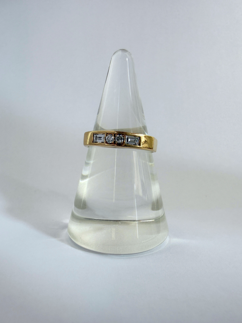 Flush Set Diamond Ring Vintage Yellow Gold