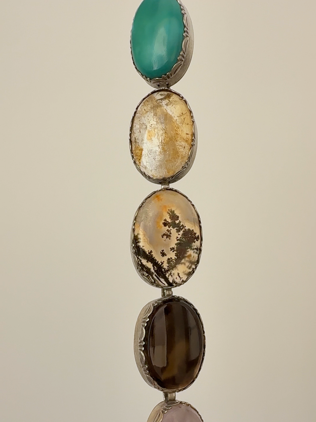 Multi Gemstone Bracelet Vintage Silver
