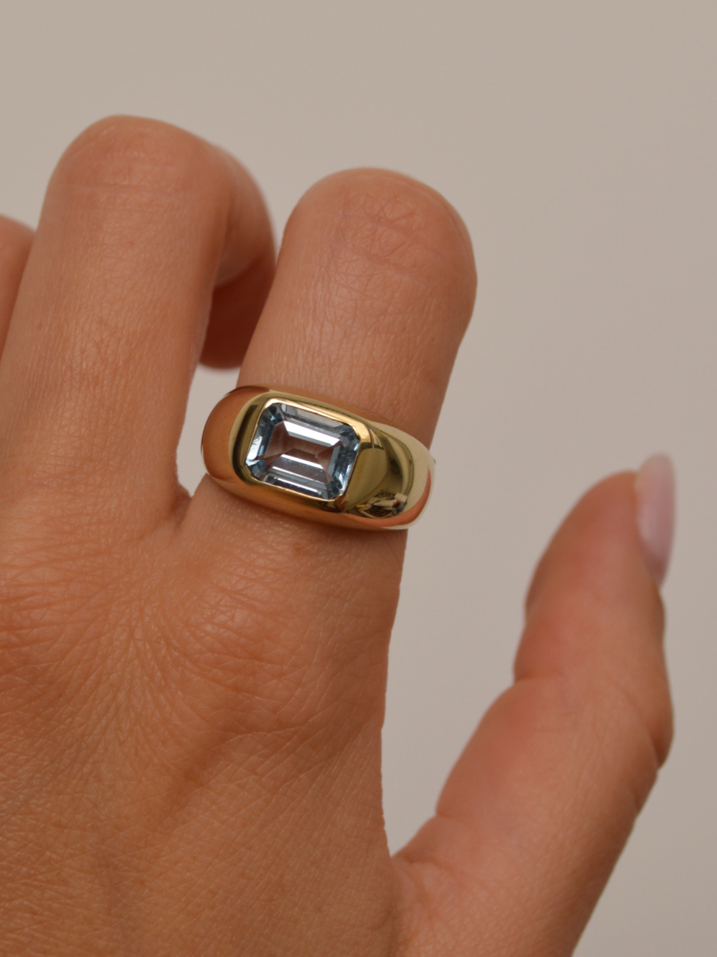 Chunky Signet Topaz Ring Vintage Gold