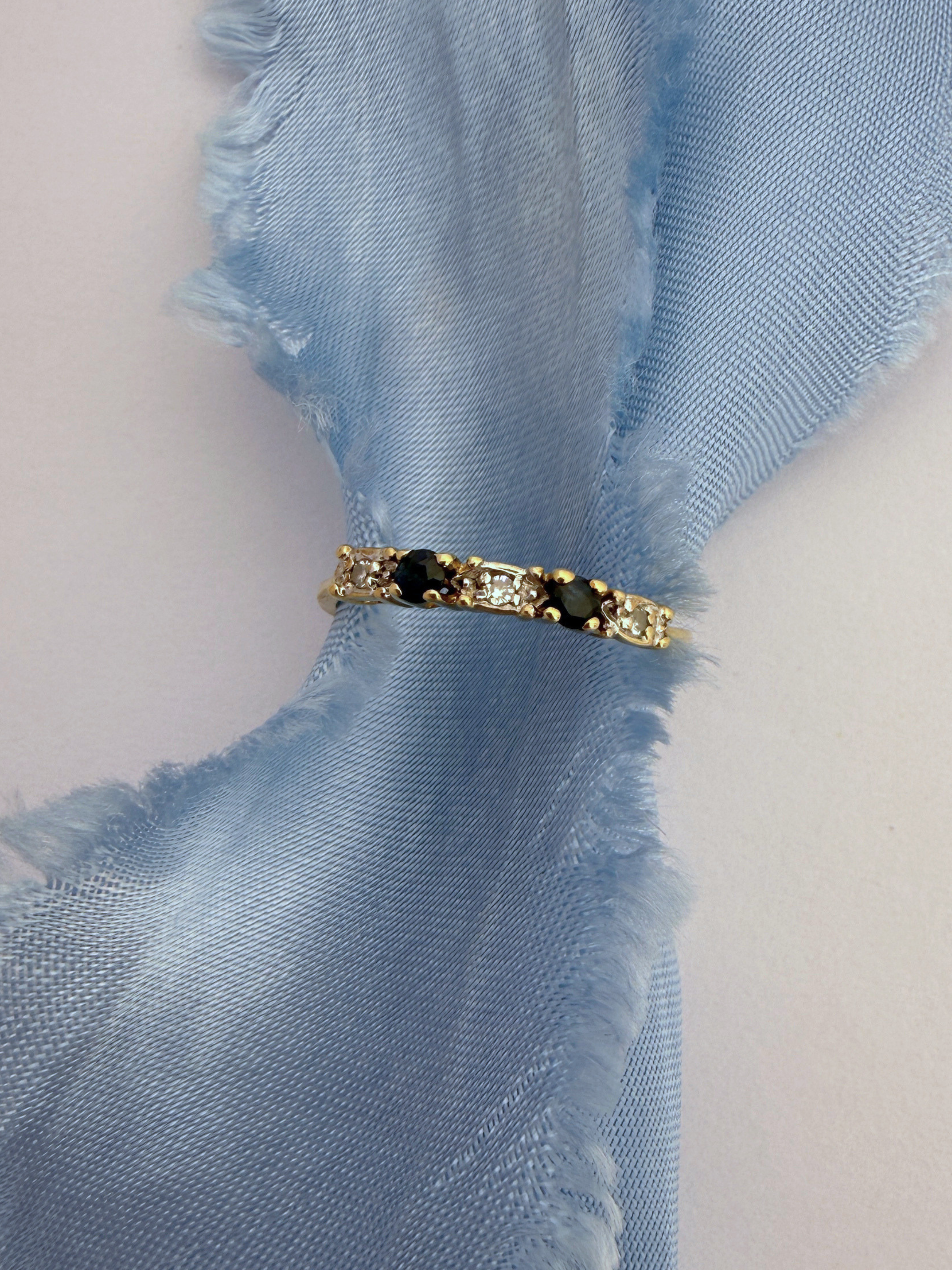 Sapphire Stacking Ring Vintage Gold