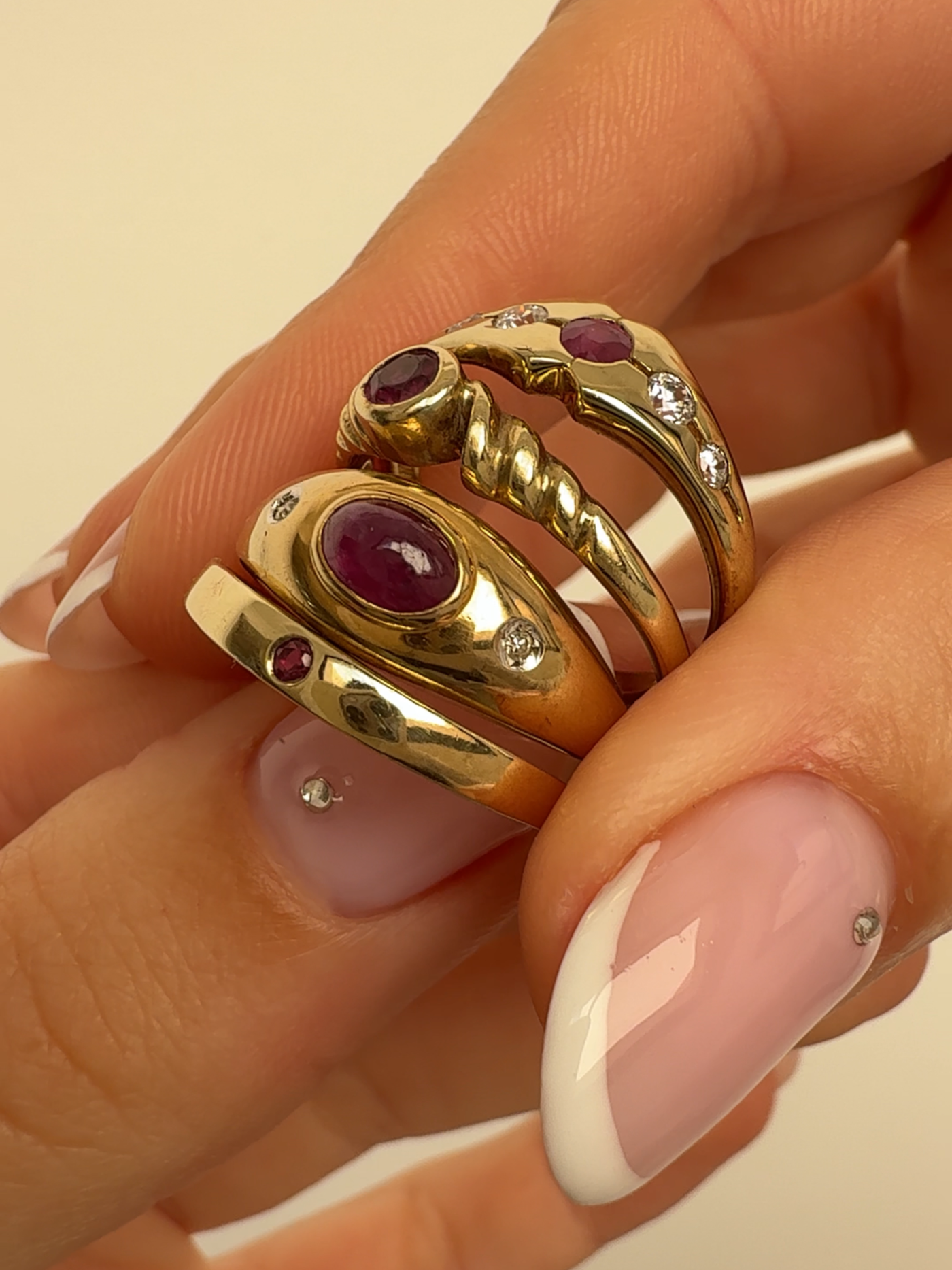 Ruby Croissant Ring Vintage Gold
