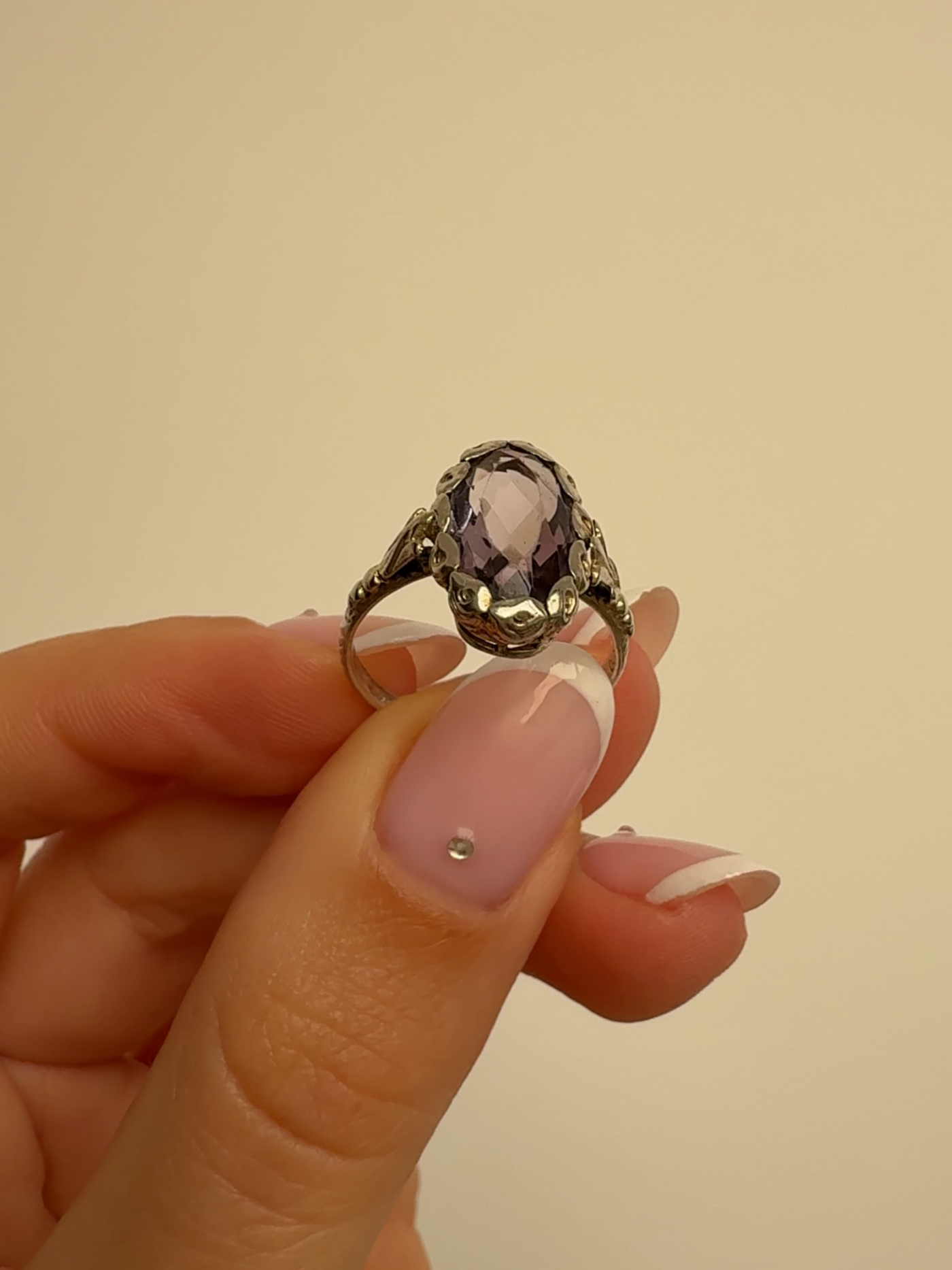 Antique Rose Ring Vintage Silver