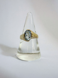 Aqua Solitaire Ring Vintage Gold