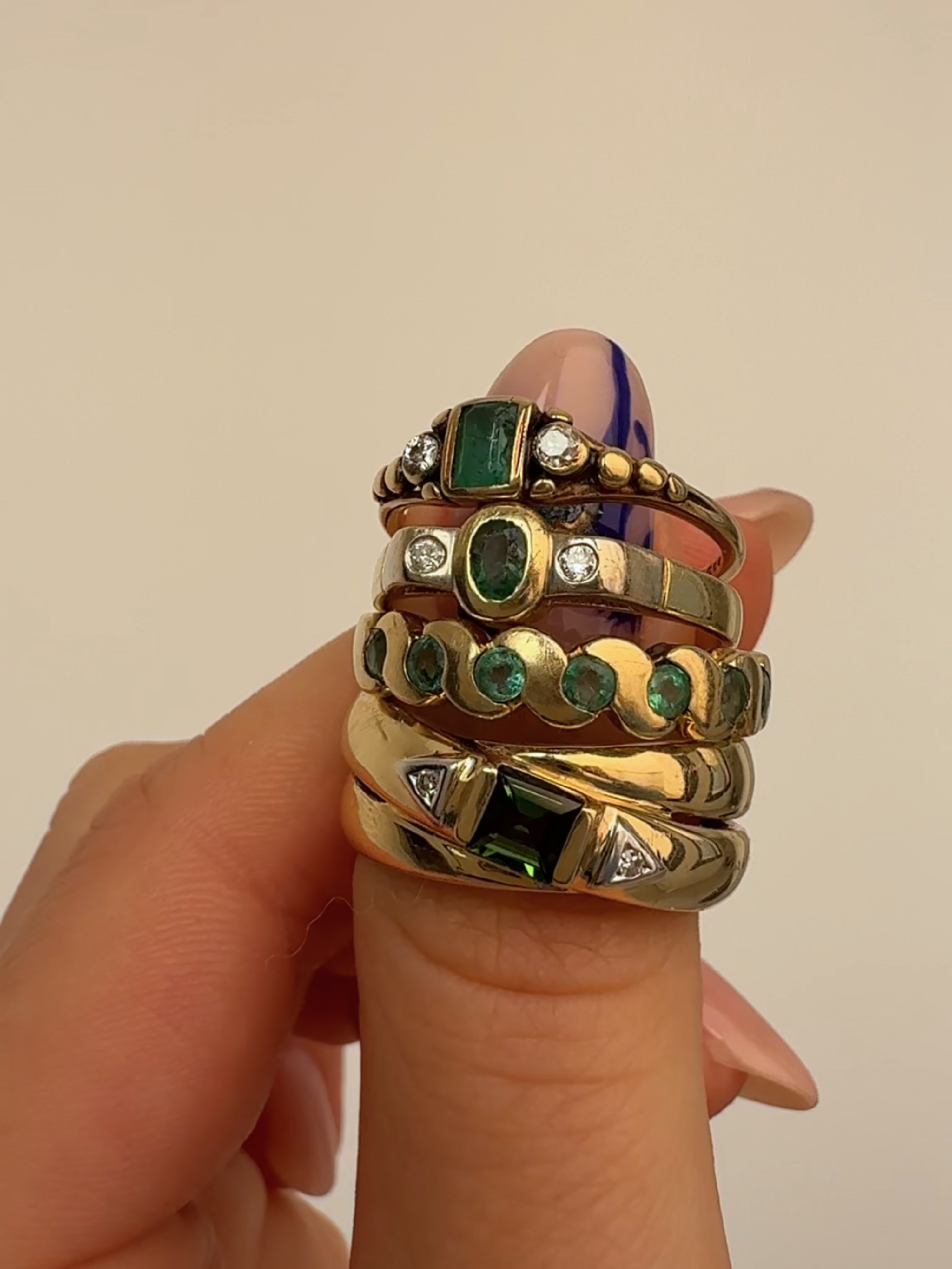 Oval Emerald Ring 14k Vintage Gold