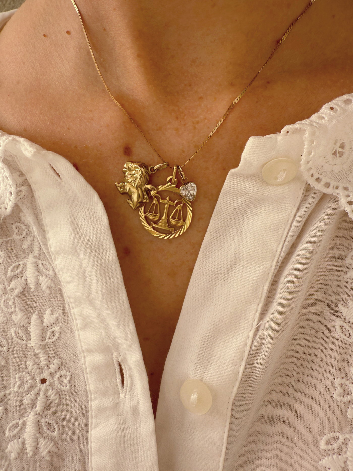 Libra Zodiac Charm Vintage Gold