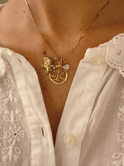 Libra Zodiac Charm Vintage Gold