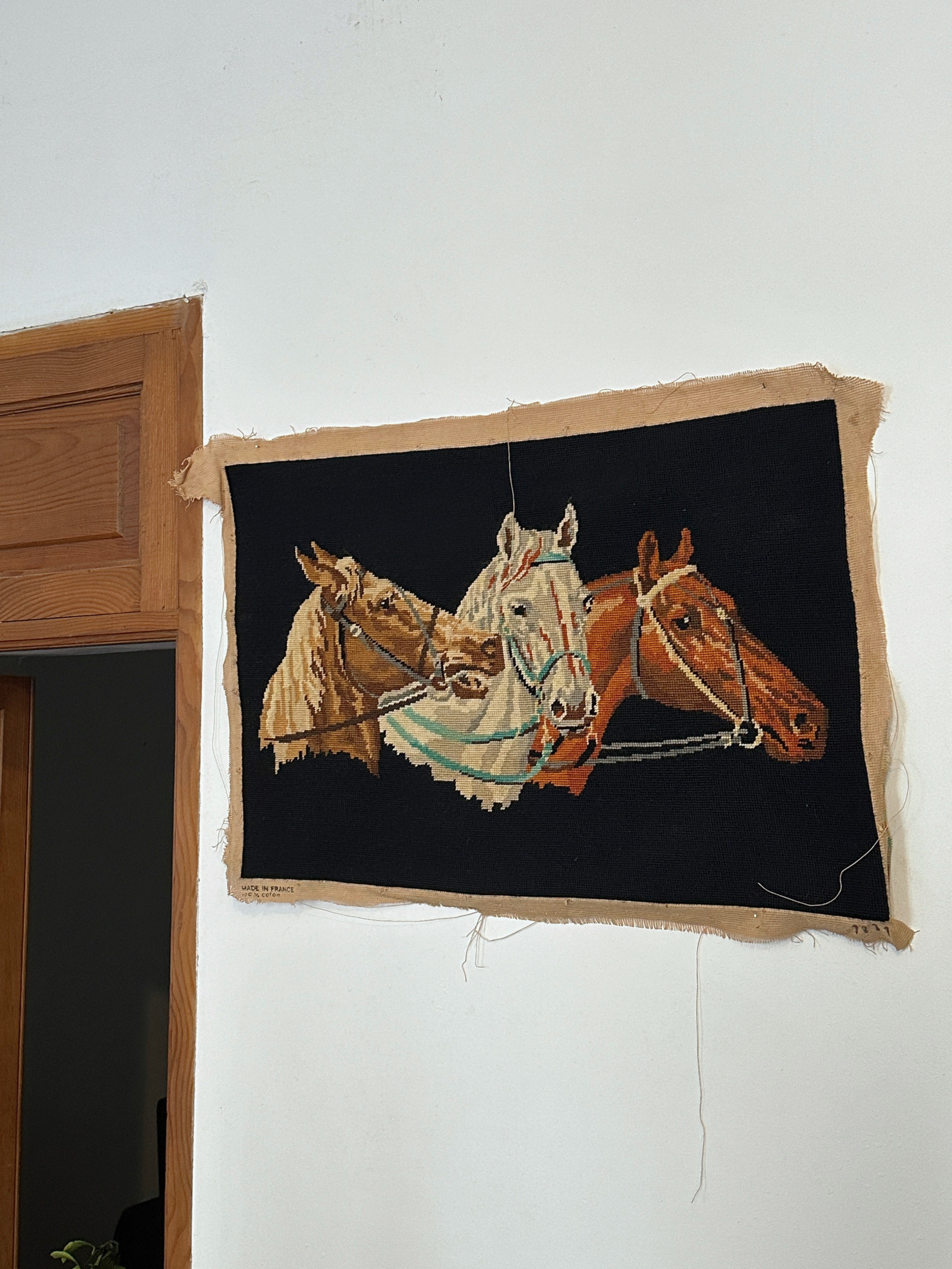 VINTAGE FRENCH HORSE TAPESTRY
