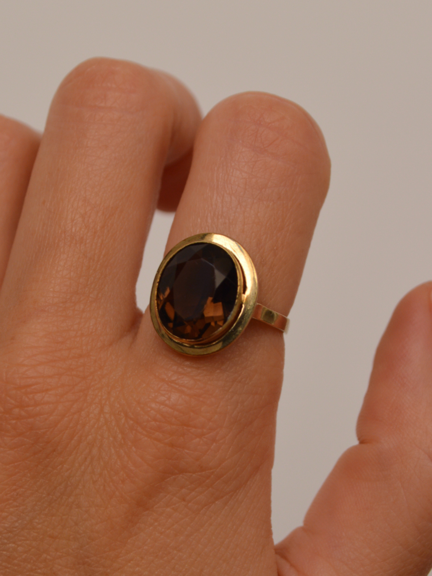 Smokey Quartz Ring Vintage Gold