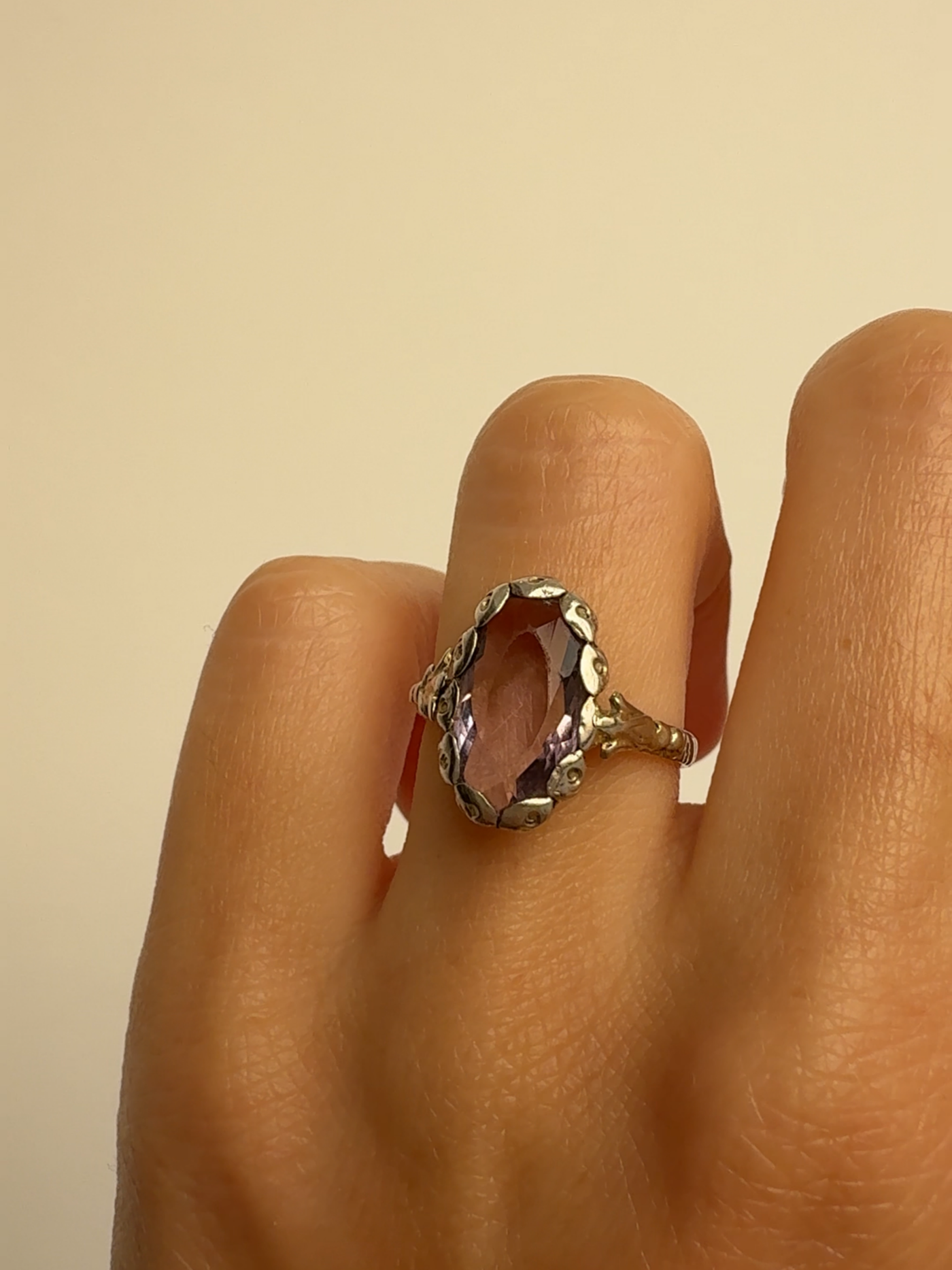 Antique Rose Ring Vintage Silver