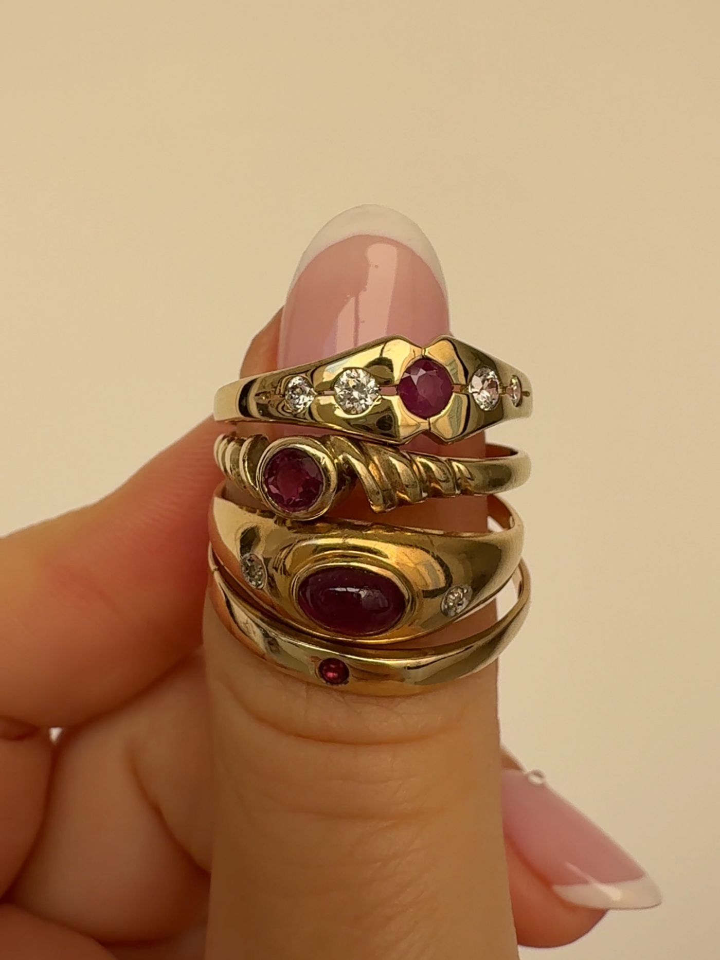 Ruby Croissant Ring Vintage Gold