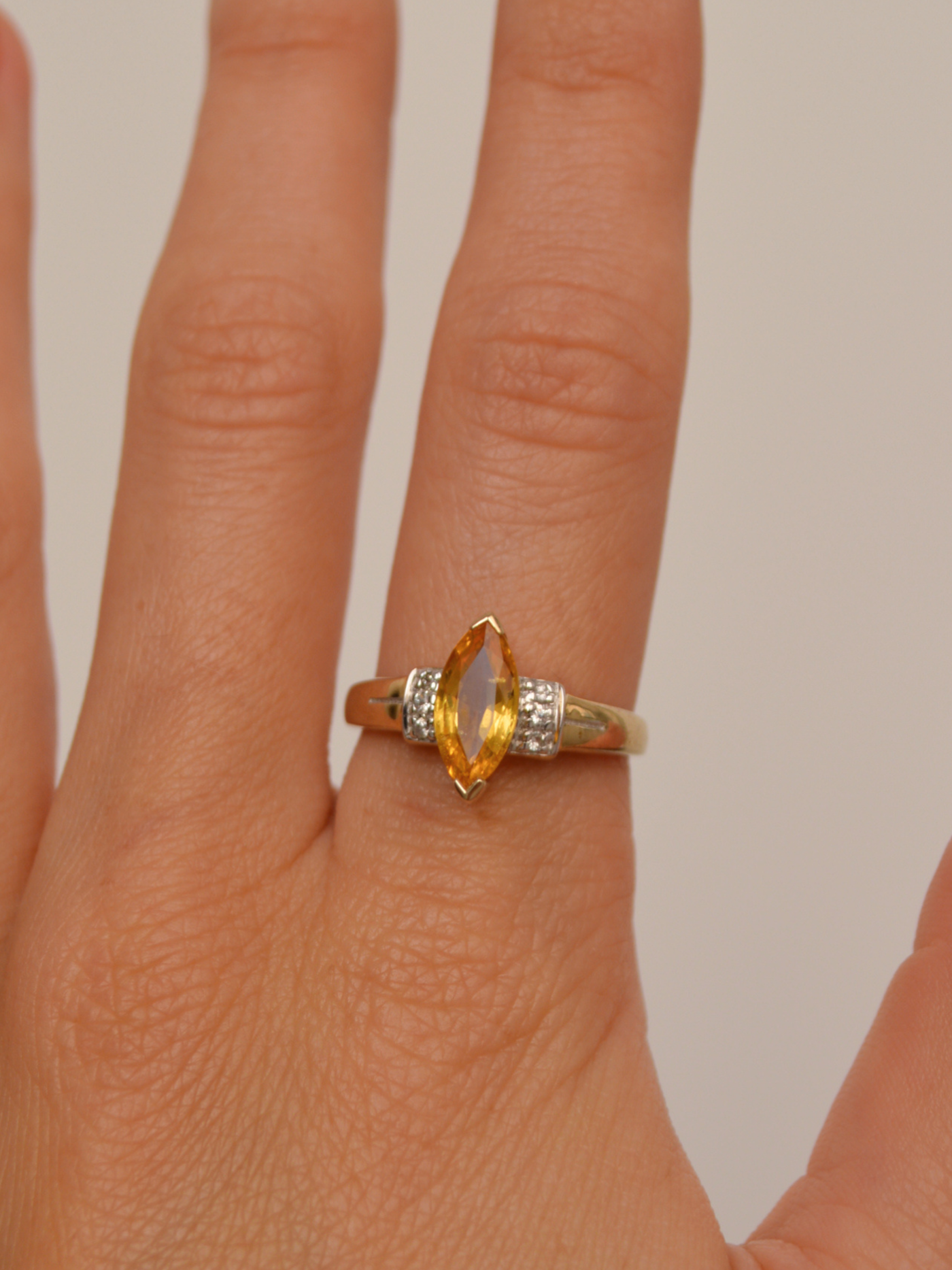 Citrine Marquise Ring Vintage Gold