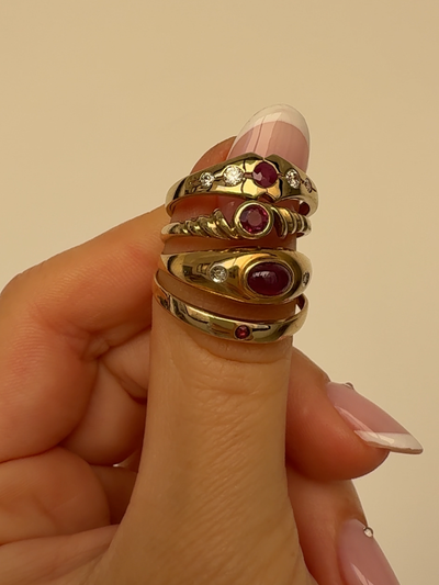 Ruby Croissant Ring Vintage Gold