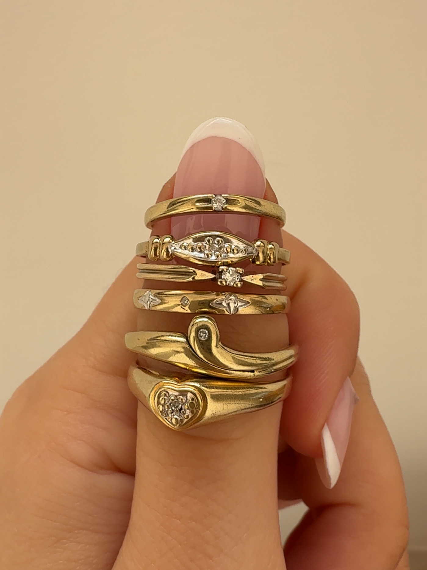 Mini Diamond Snake Ring Vintage Gold