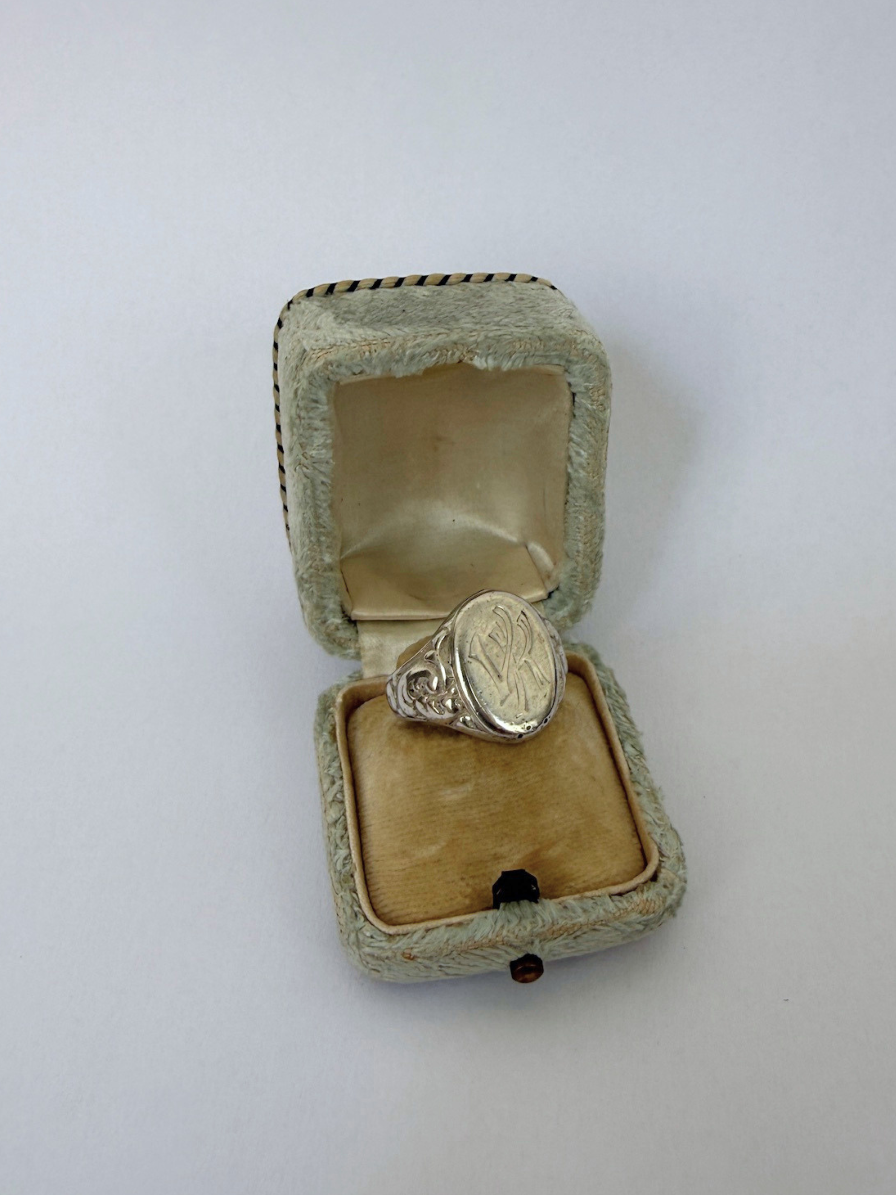 "VK" Signet Ring Vintage Silver