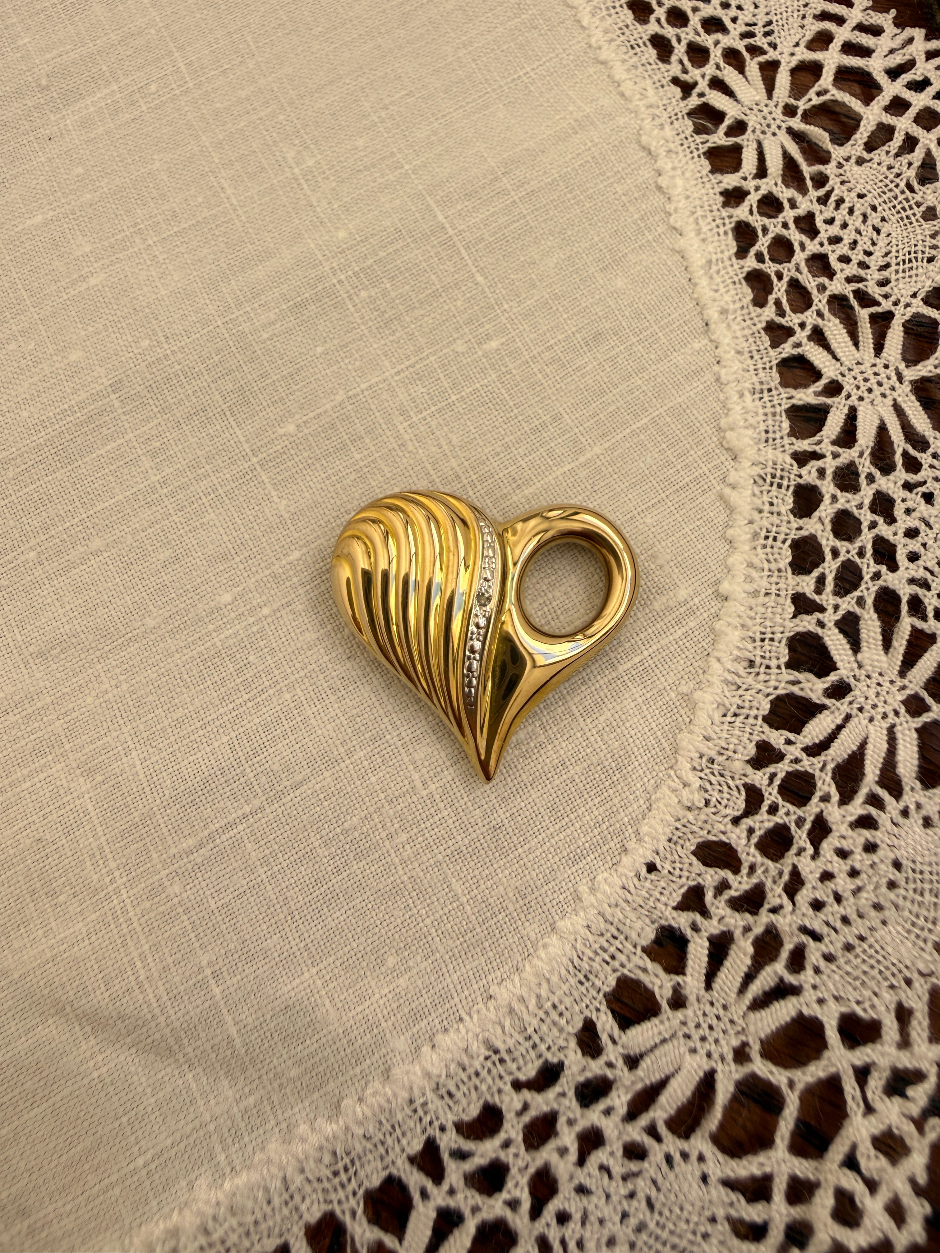 Puffy Heart Charms Vintage Gold