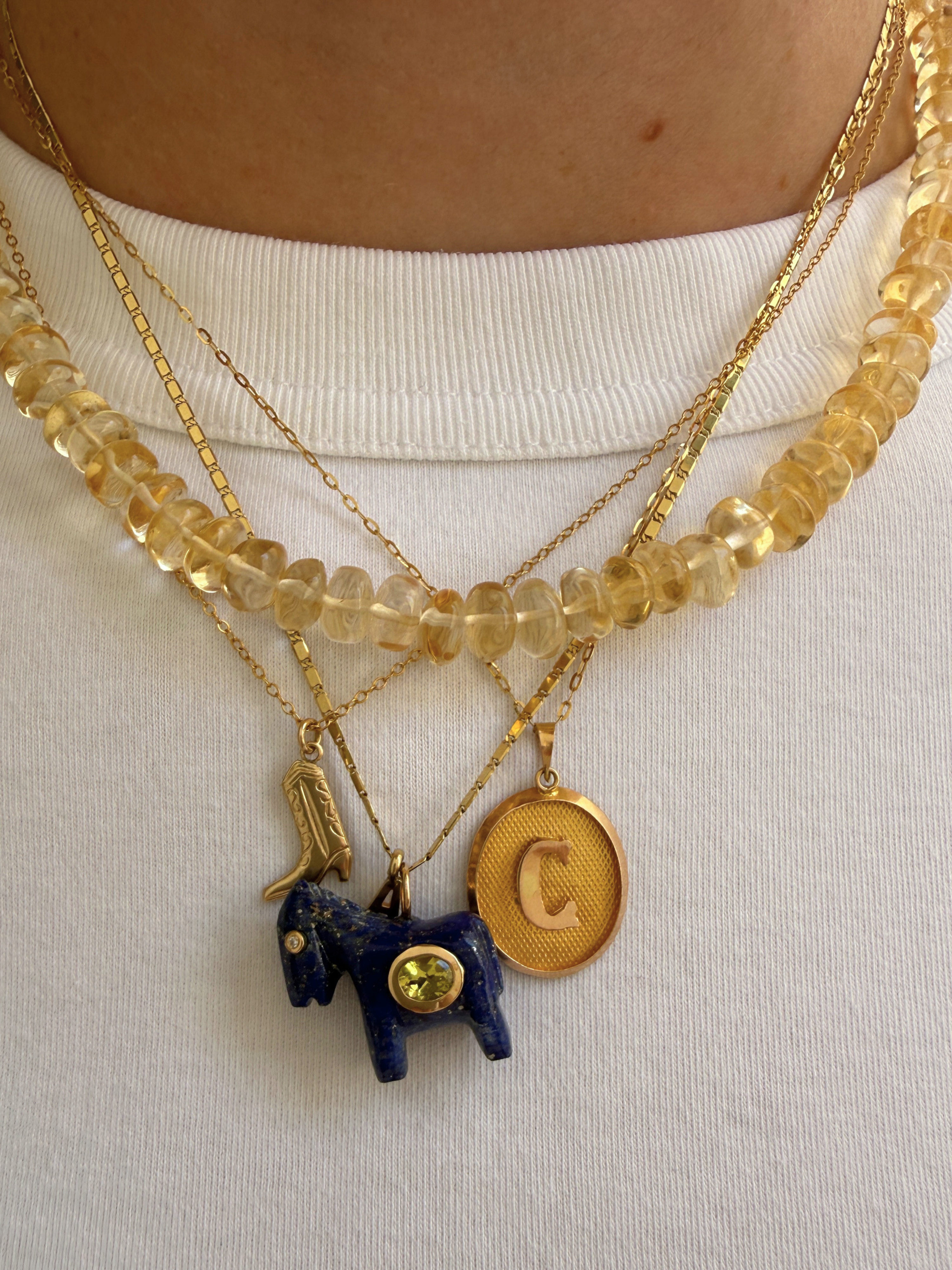 Horse Talisman Charm Lapis Yellow