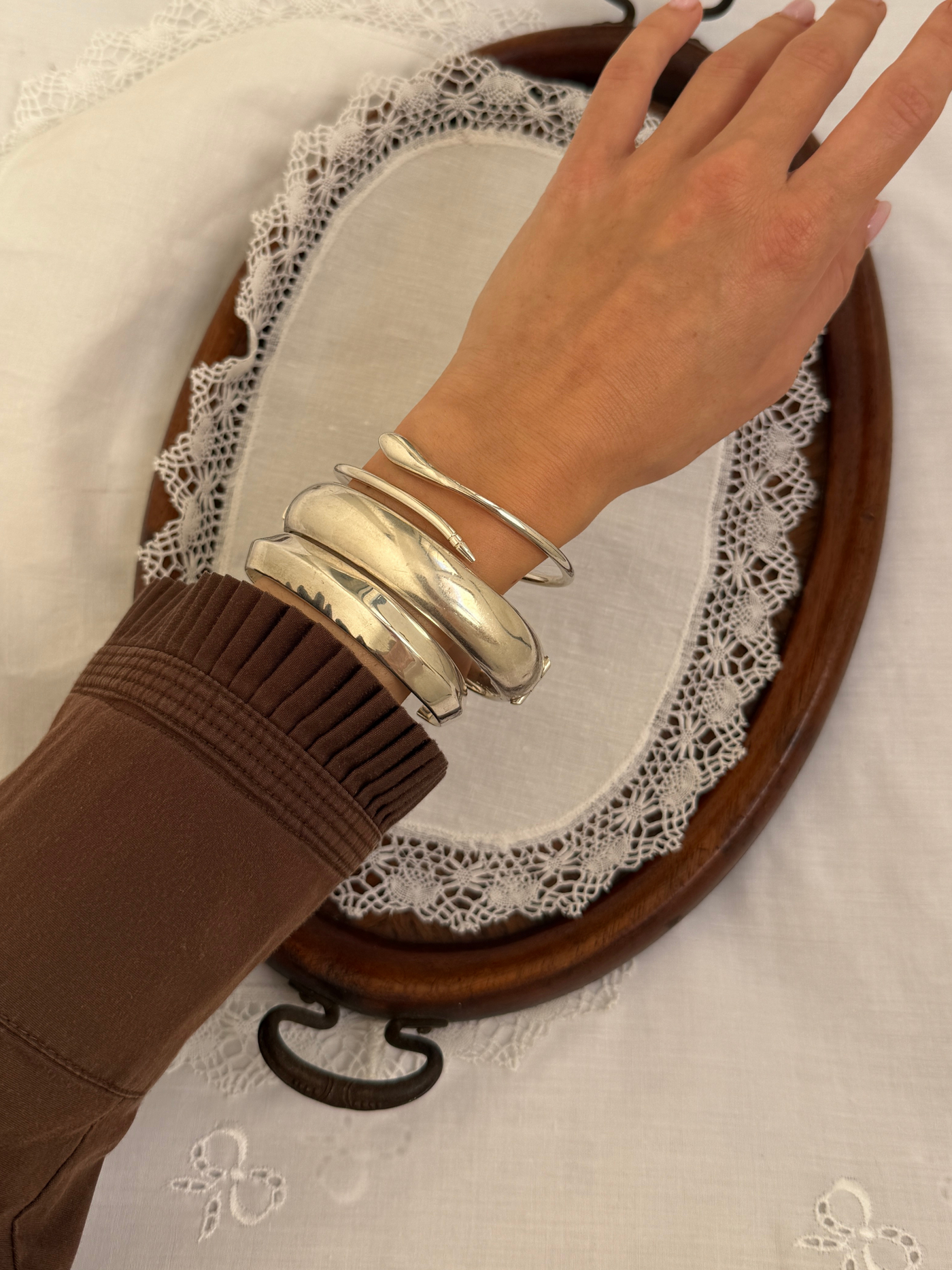 Chunky Bangle 925 Vintage Silver