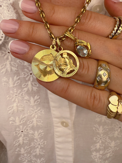Pisces Zodiac Charm Vintage Gold