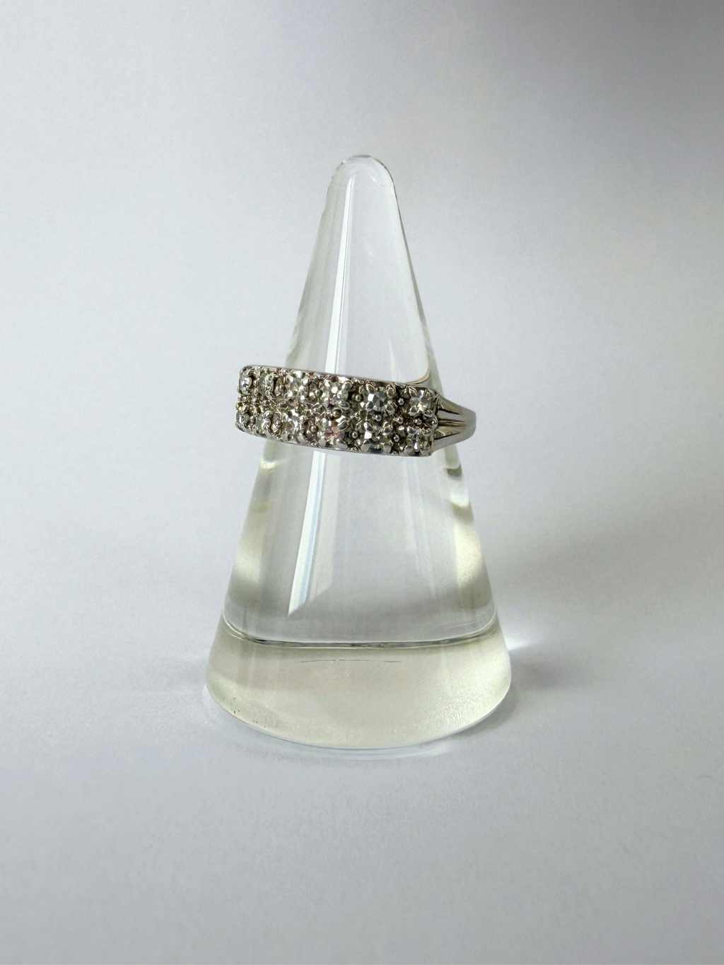 Double Row Diamond Ring Vintage White Gold