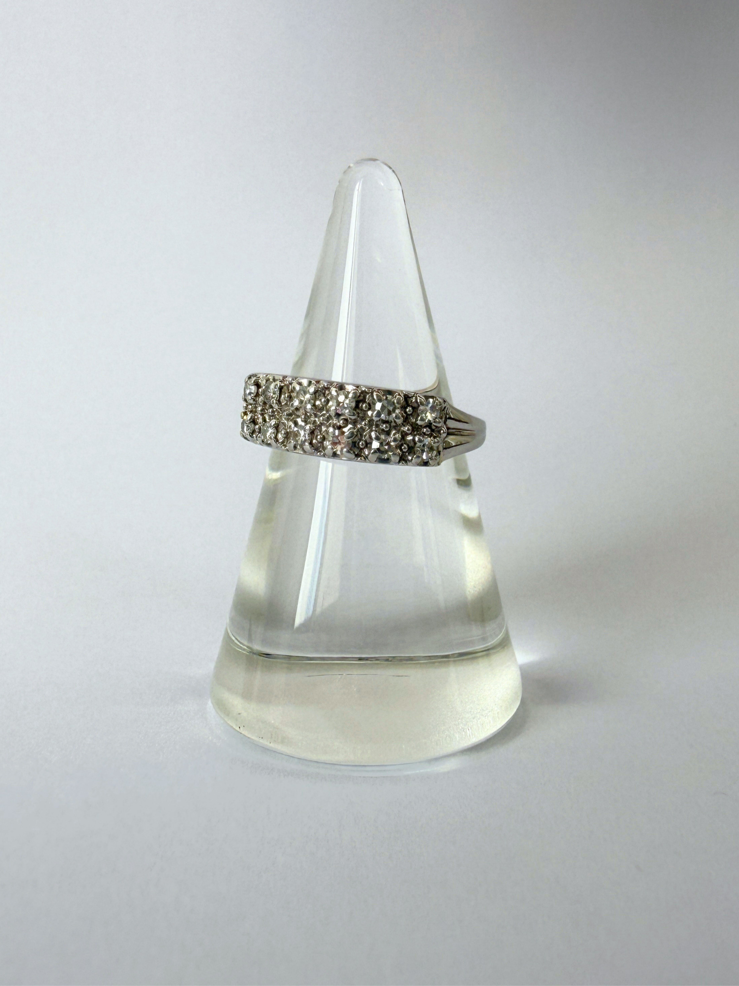 Double Row Diamond Ring Vintage White Gold