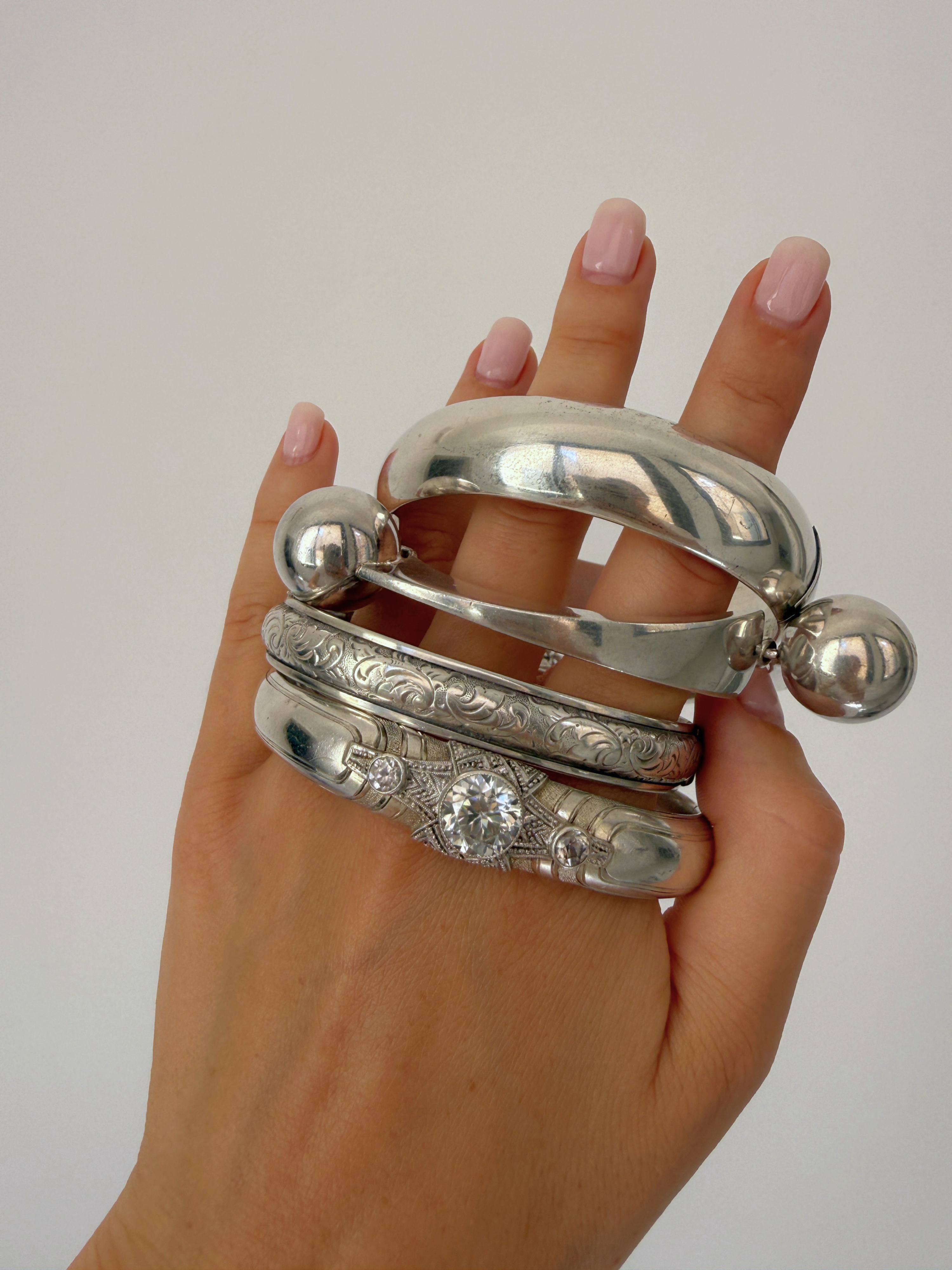Chunky Bangles Vintage Silver