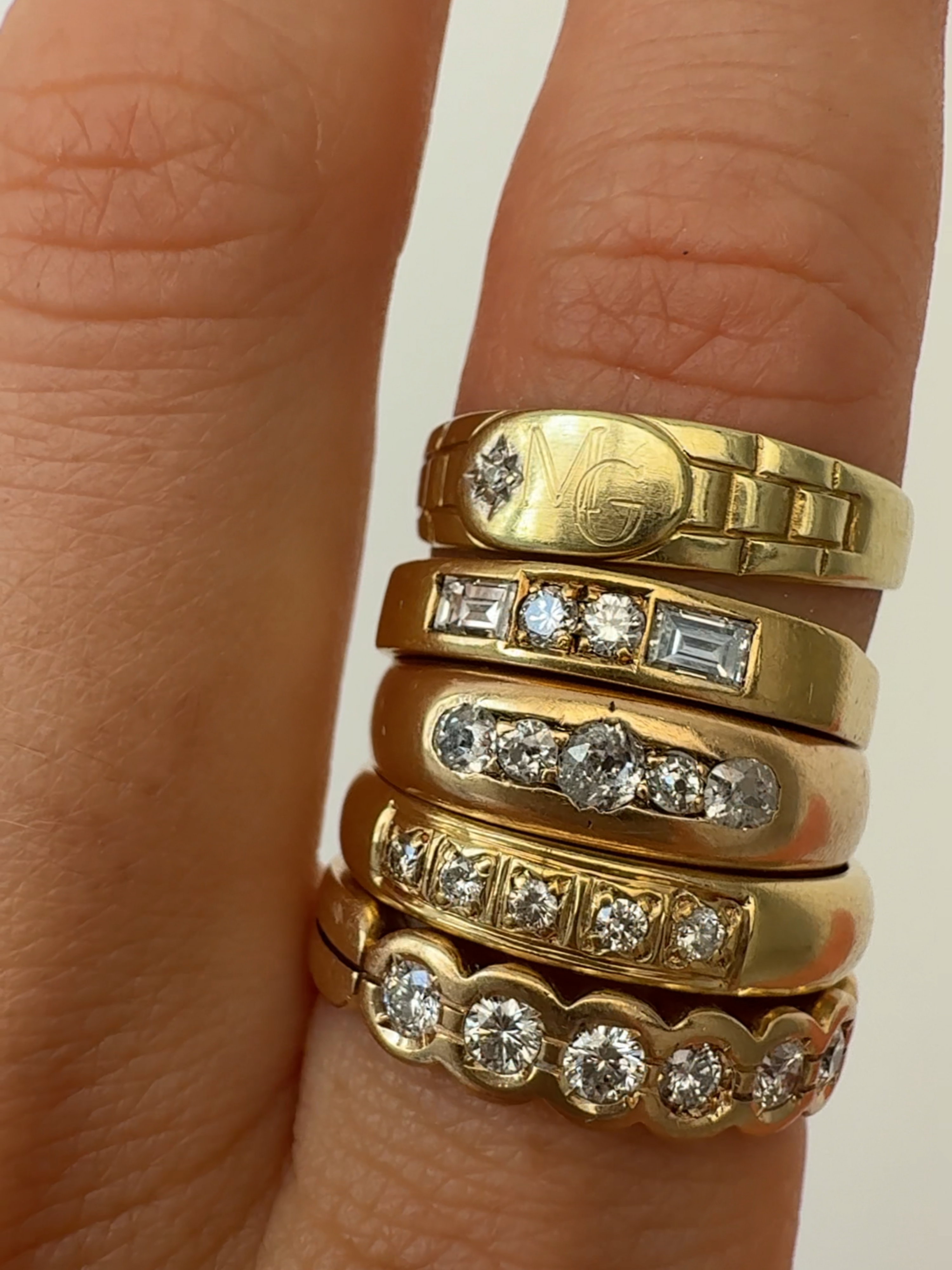 Diamond Stacking Ring Vintage Yellow Gold