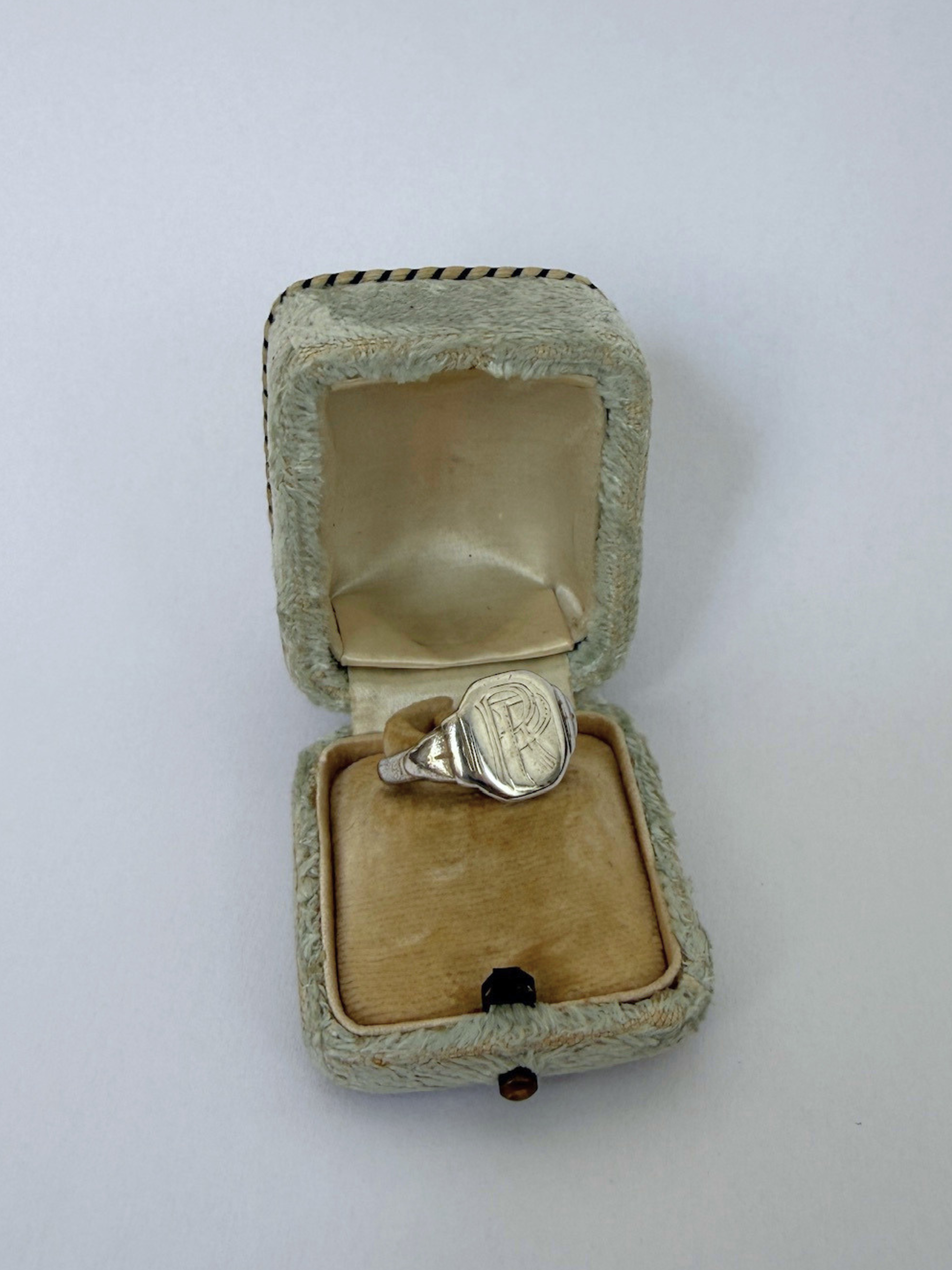 "PR" Signet Ring Vintage Silver