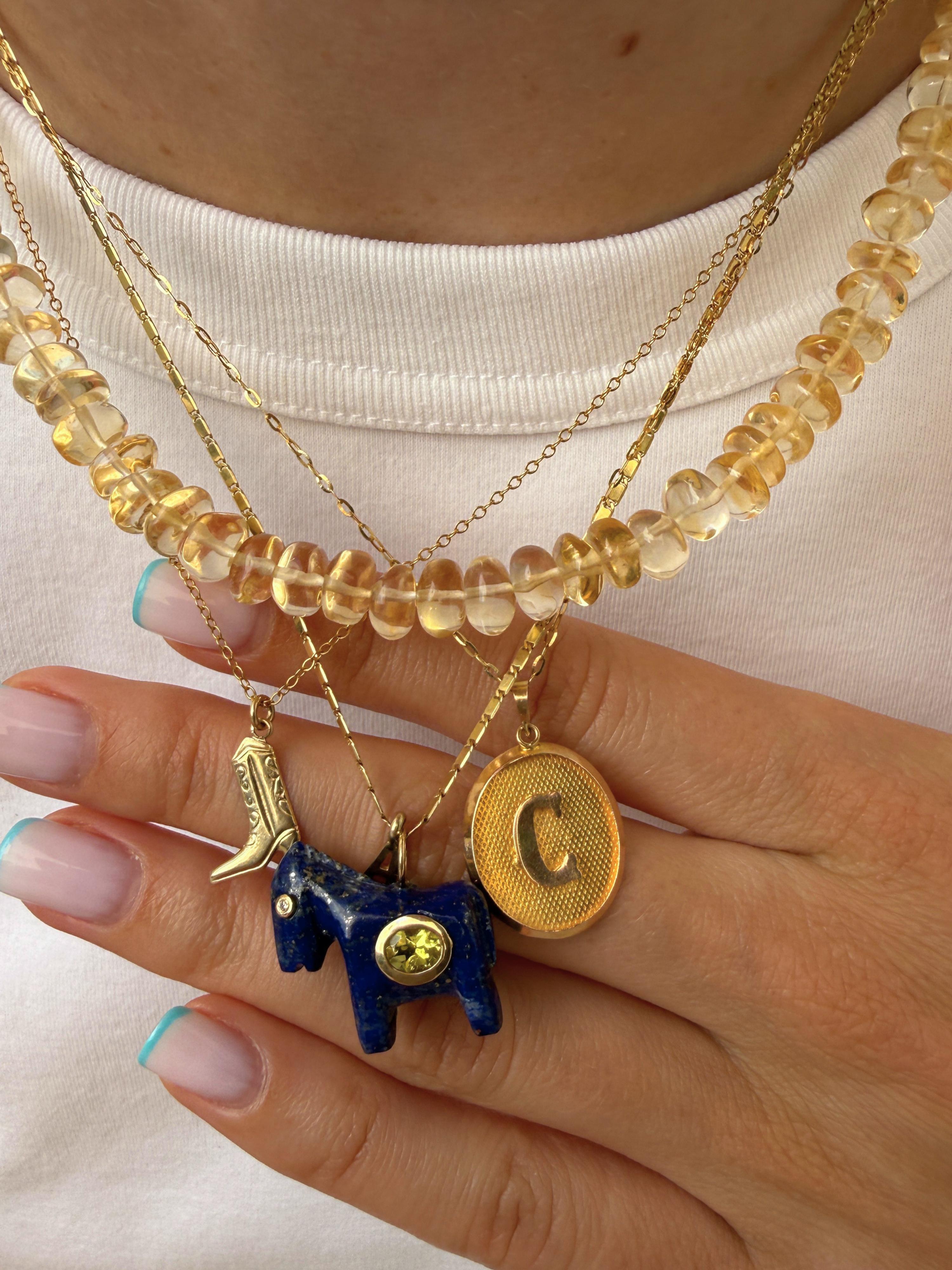 Horse Talisman Charm Lapis Yellow