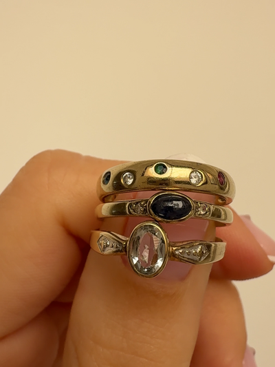 3 Gems Ring Vintage Gold