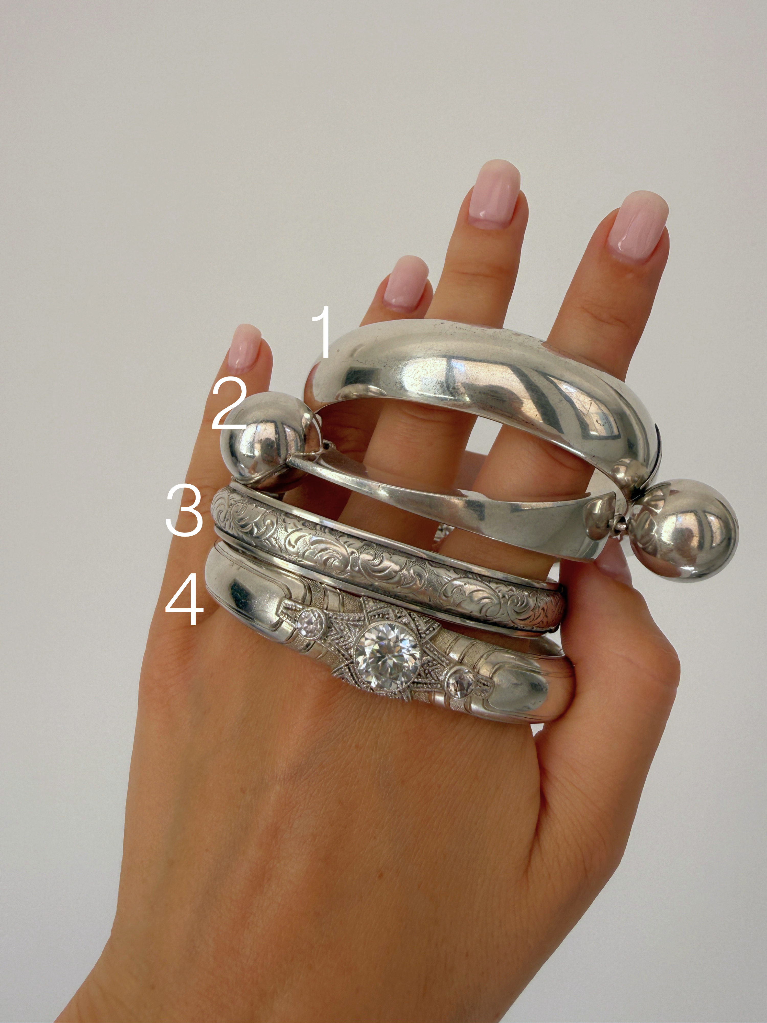 Chunky Bangles Vintage Silver